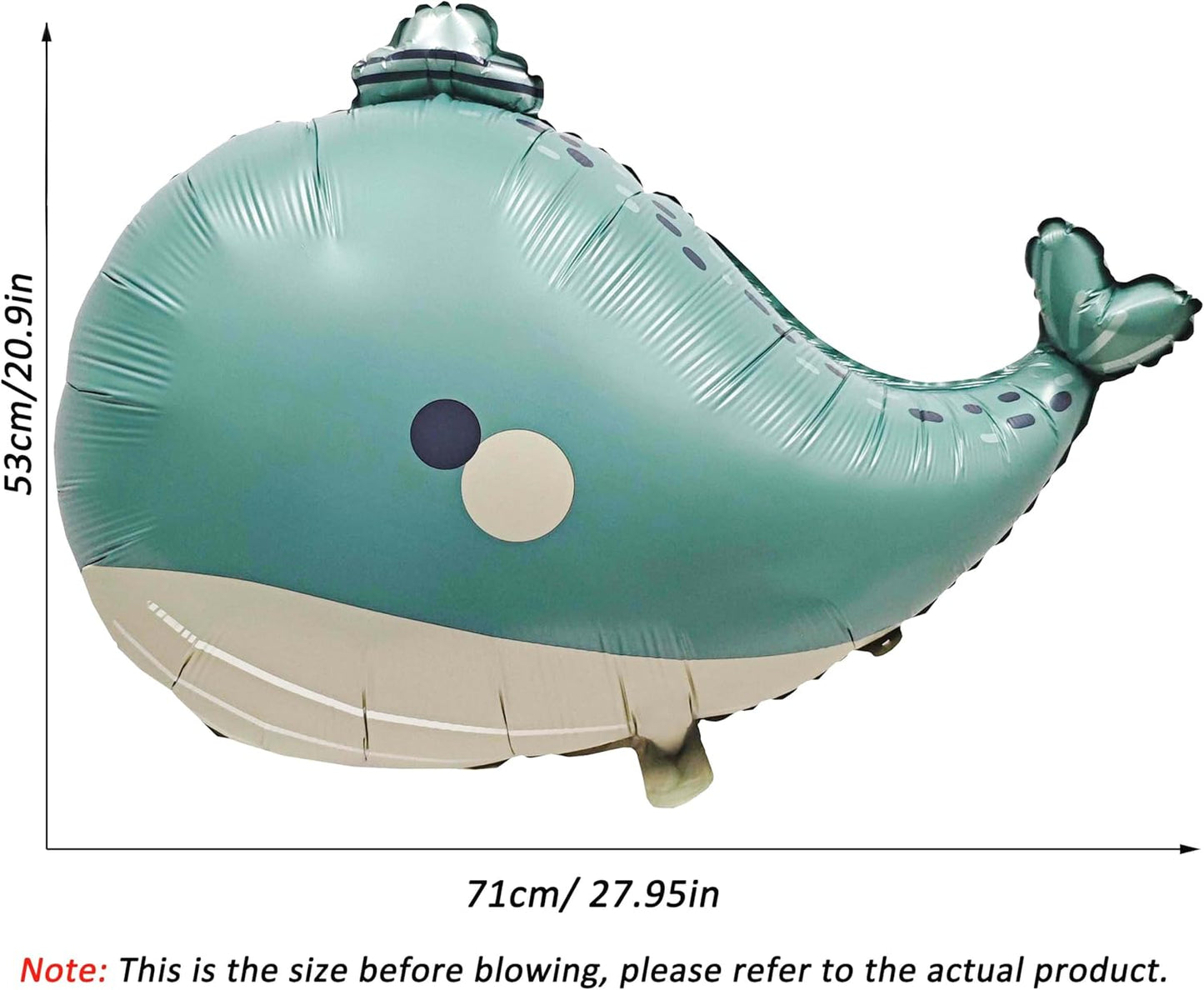 2PCS Cute hat Whale Balloon Big blue whale Foil Mylar Balloons Ocean Balloons for Under The Sea Decorations Kids baby shower party decor Ocean Birthday Themed Party Decorations