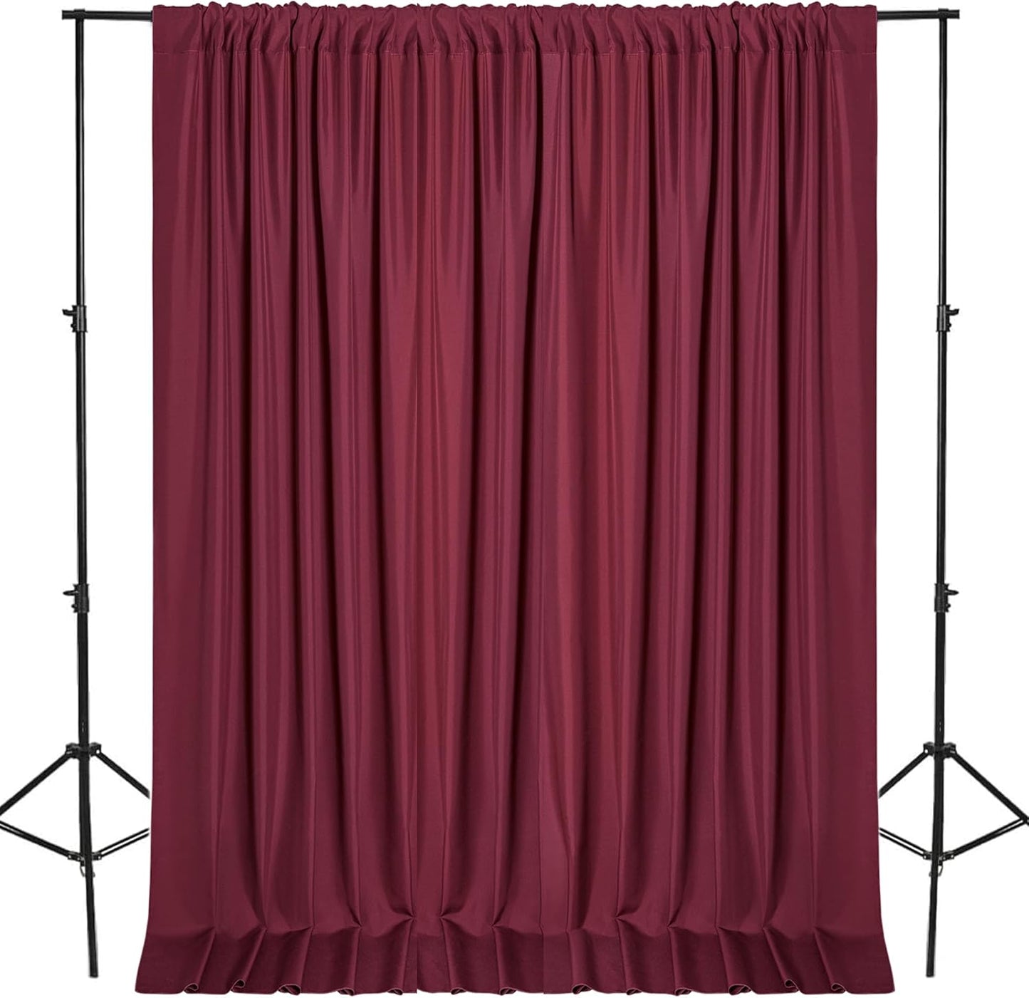 DWCN 10x10 FT Burgundy Backdrop Curtains for Parties, Photography Backdrop Drapes with Rod Pockets for Wedding Decorations Stage Birthday Family Gatherings, 2 Panels 5ft x 10ft