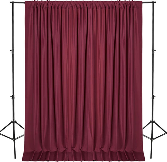 DWCN 10x10 FT Burgundy Backdrop Curtains for Parties, Photography Backdrop Drapes with Rod Pockets for Wedding Decorations Stage Birthday Family Gatherings, 2 Panels 5ft x 10ft