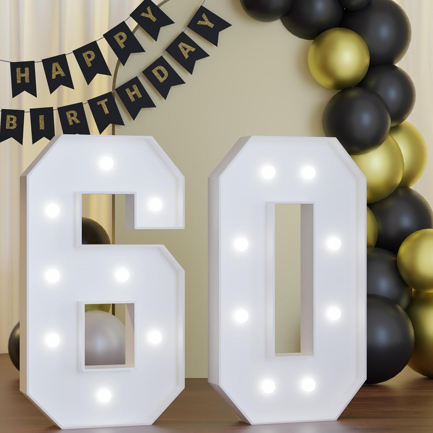 3FT Marquee Numbers 60, Happy 60th Birthday Decorations for Women Men, Large 60 Light up Numbers for Him Her 60 Years Old Birthday Party Supplies, 60th Anniversary Party Decor