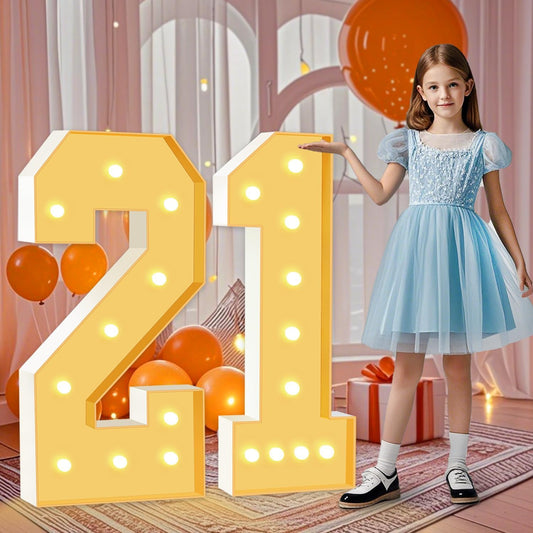 4FT Marquee Numbers 21, Large Light Up Numbers 21th Birthday Decorations for Girls Boys, Cardboard Number for Women Men Anniversary Party Decor Backdrop, DIY Foam Board Mosaic Number Sign