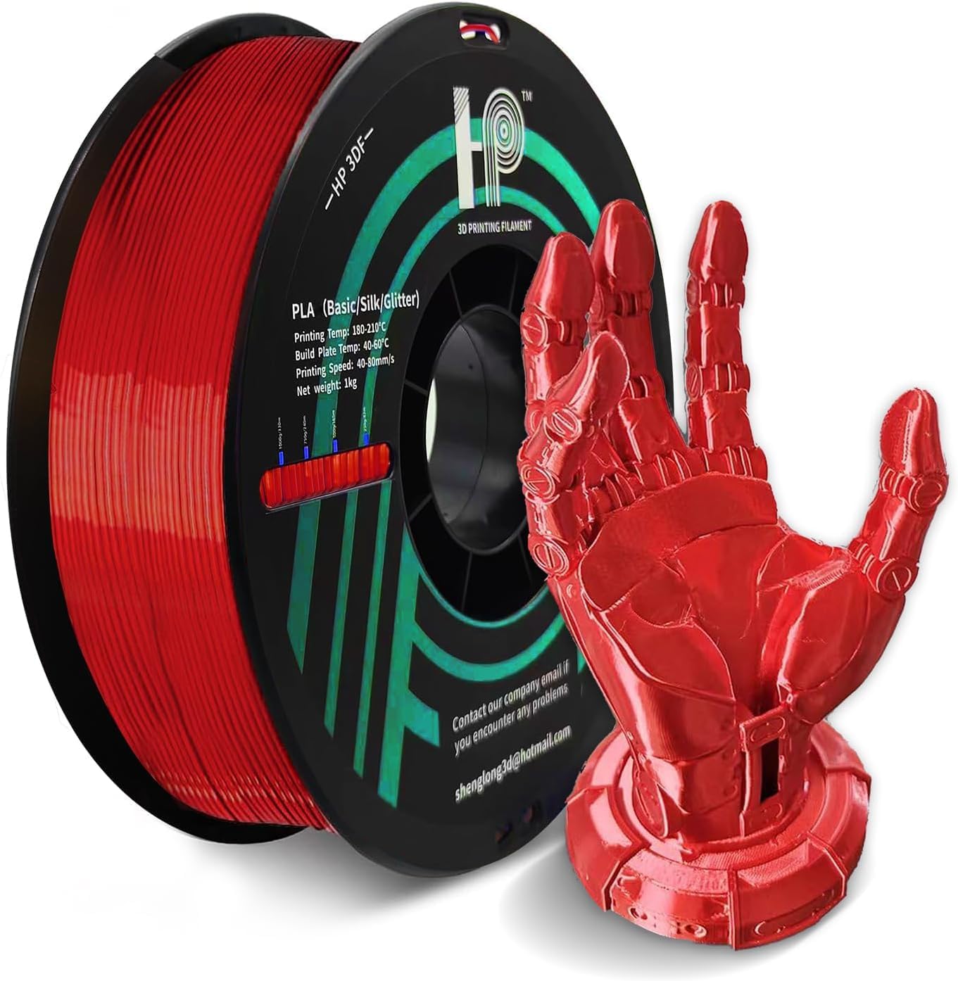 PLA Filament, Silk PLA, 3D Printer Filament, PLA Filament 1.75mm Dimensional Accuracy +/- 0.02mm, 1KG Spool (2.2 lbs), Fit Most FDM Printer (Silk Red)