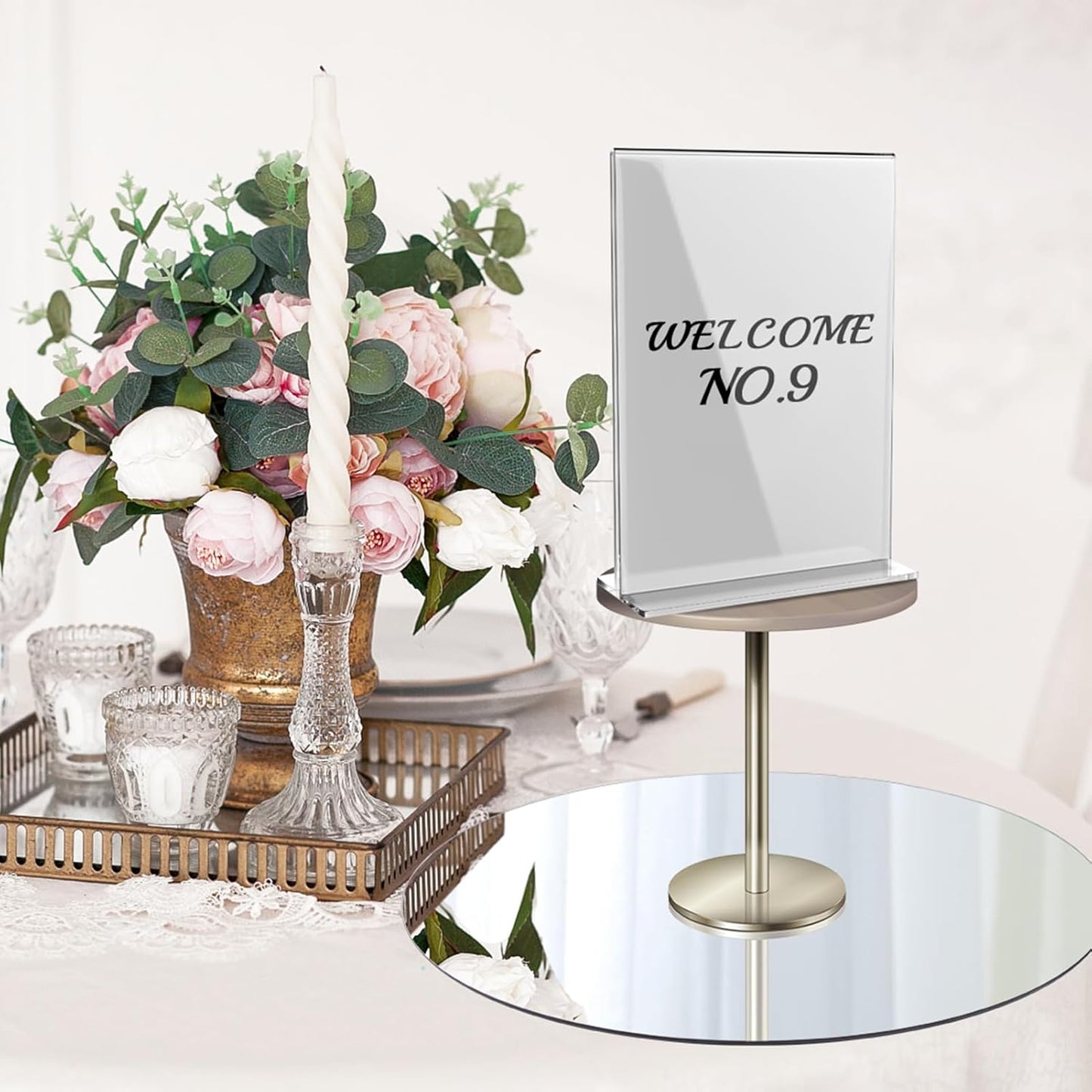 12" Mirror Centerpieces, Set of 12 Round Mirrors for Centerpieces, 2mm Glass Mirror Plates, Mirror Tray, for Wedding Table, Party Decorations, Candle Plate Set, Craft, Christmas Decorations