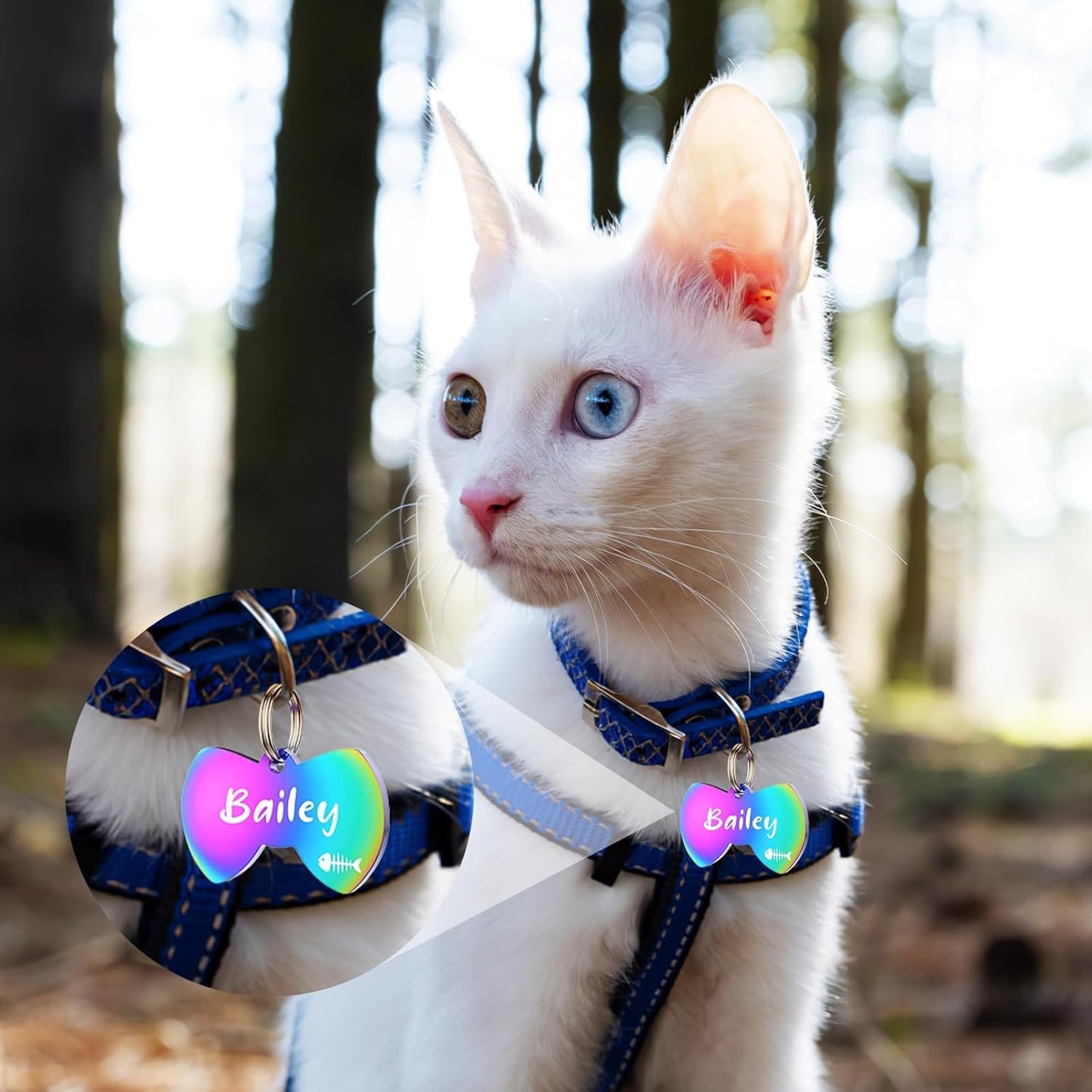 Dog Tags Engraved for Pets - YEHANTI Personalized Dog Tags with Lovely Icons, Durable Stainless Steel Pet ID Tags for Small Large Dogs Cats, Custom Dog Name Tags Engraved on Both Sides (Bow Tie)