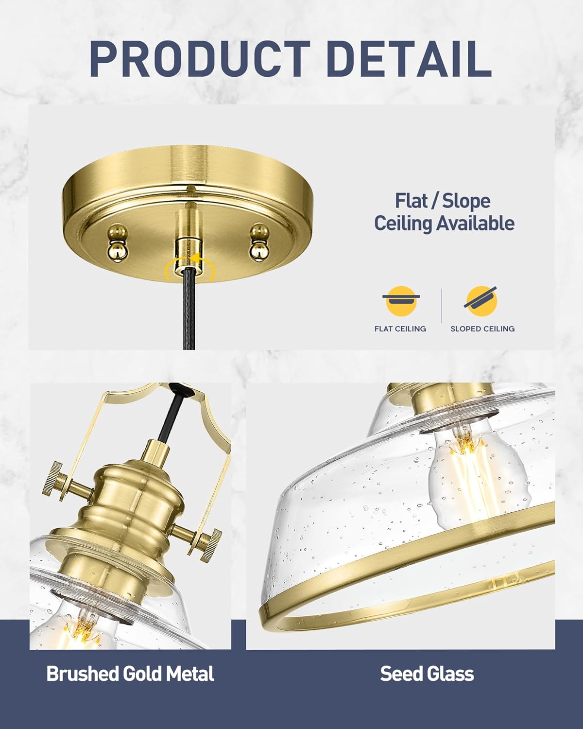 kudos Gold Pendant Lights Kitchen Island, Farmhouse Gold Seeded Glass Pendant Light, Kitchen Island Lights Ceiling Hanging,KDPL13-GD-S