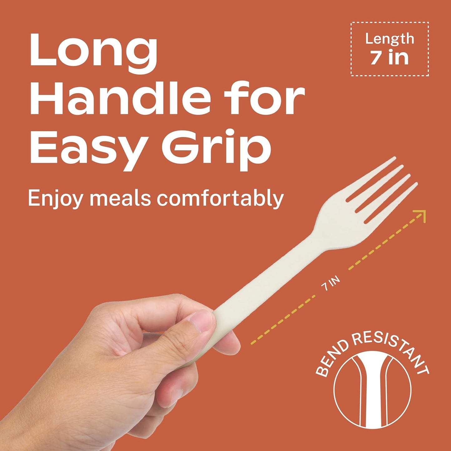 CORAL Ivory White 100% Compostable Forks - 120 Heavy Duty Forks (7.0 inch) - Break Resistant with Smooth Edges, Ocean Friendly Alternative to Plastic Silverware - Biodegradable & Disposable Forks