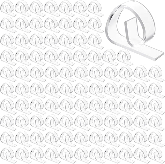 120 Pieces Transparent Clear Plastic Tablecloth Clips, Windproof Picnic Table Skirting Clamps Ideal for Outdoor Camping Picnic Christmas Weddings Banquets Graduation Parties (e Shape)