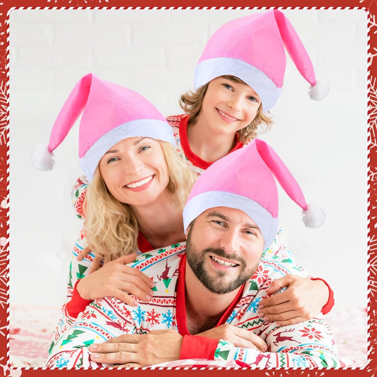 SATINIOR 12 Pieces Santa Hats Christmas Non Woven Fabric Hat for Holidays Xmas Party Supplies