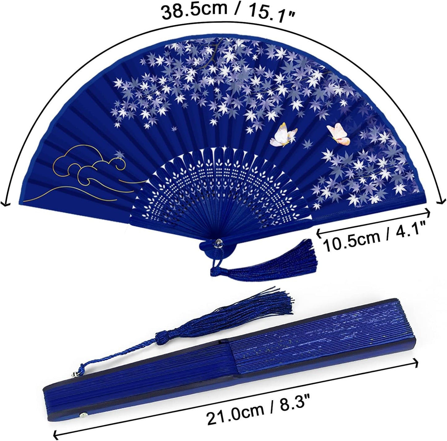 WEARXI Handheld Fan, 4 PCS Hand Fan, Chinese Folding Fan for Women Foldable, Silk Bamboo Hand Held Fan, Paper Hand Fan