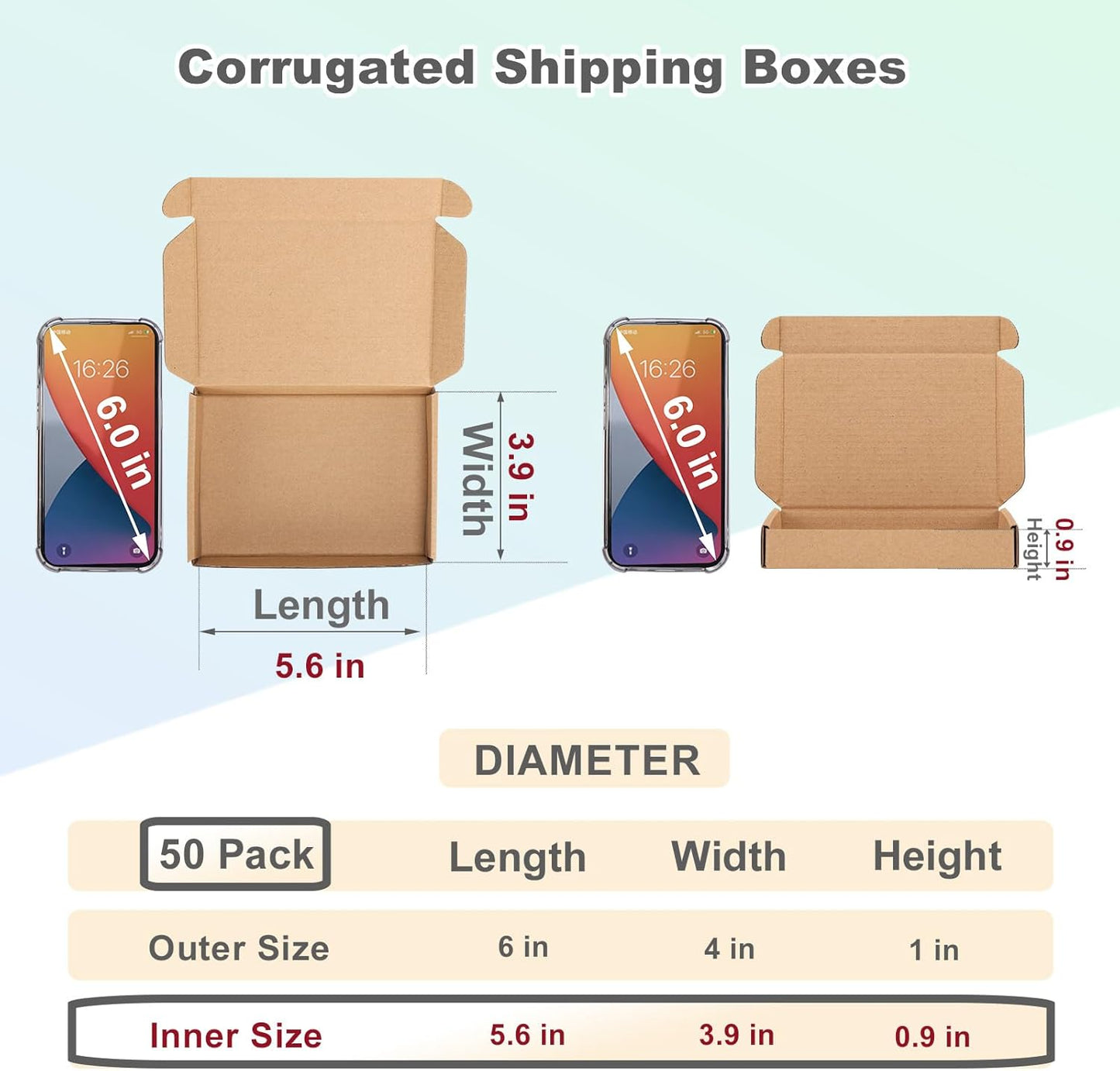 MEBRUDY 6x4x1 Inches Shipping Boxes Pack of 50, Small Corrugated Cardboard Box for Mailing Mailer Packing, Brown