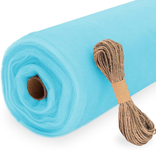 Baby Blue Tulle Fabric Roll, 54" x 40 Yards (120FT) Tulle for Wedding Decoration DIY Tutu Party Backdrop Baby Shower Table Skirts Gift Wrapping
