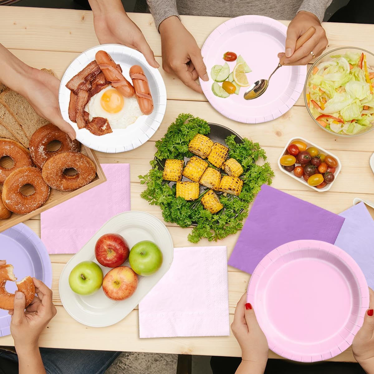 CMUSKO Pink and Purple Decorations-60Pcs Purple Pink Plates and Napkins Lavender Light Pink Tableware Birthday,Birthday,Wedding