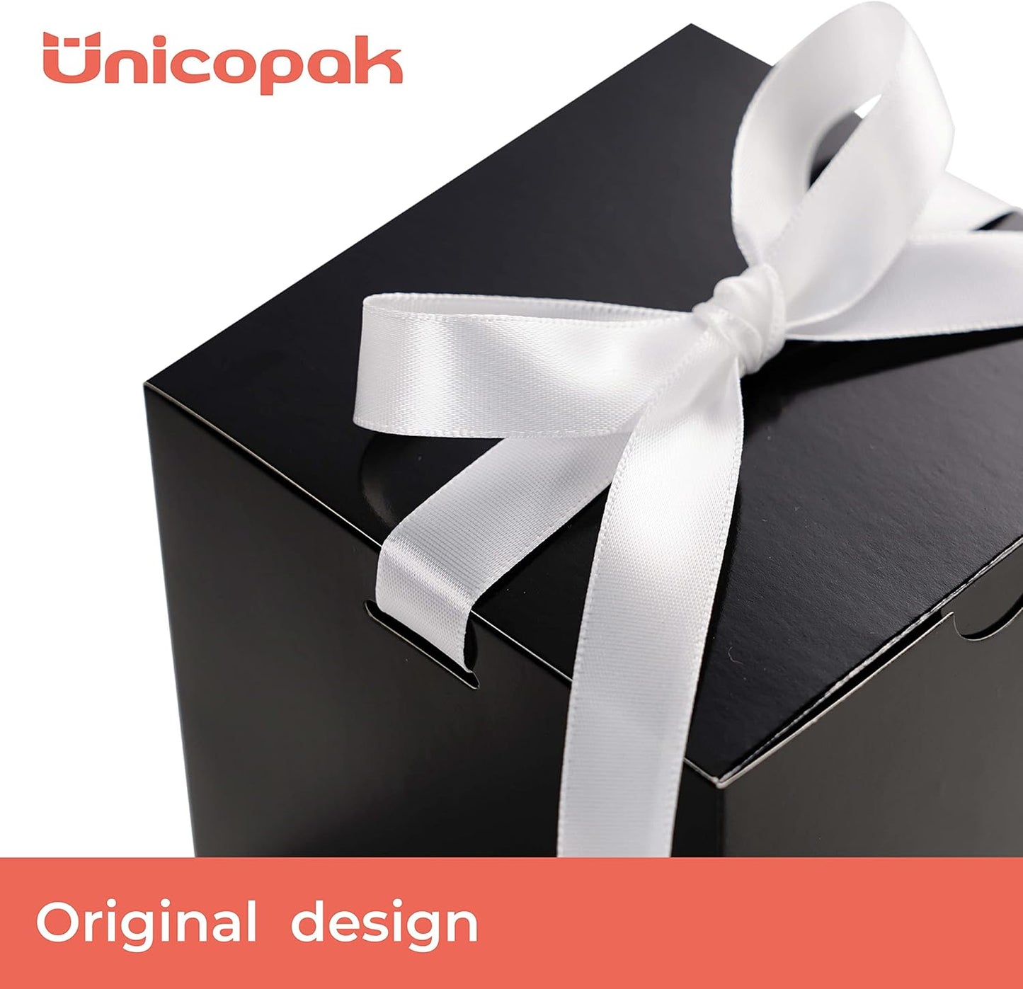 UnicoPak 50 Pack 4x4x4 Black Gift Boxes, Elegant Small Gift Boxes with Lids for Birthday Party Wedding Holiday Christmas, Gift Box for Ornaments Treats Candle Mug Crafting