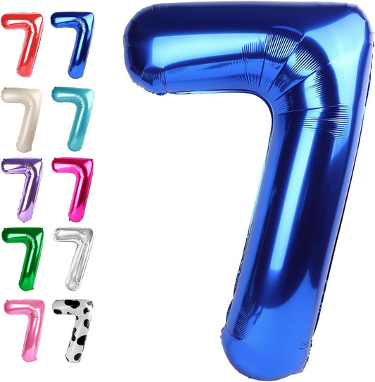 Navy Blue Number 7 Birthday Balloon 40 Inch, Digital Balloons for 7 17 27 37 70 77 Party Celebration Decorations Supplies, Mylar Foil Numbers Balloon for Seven Wedding Anniversary