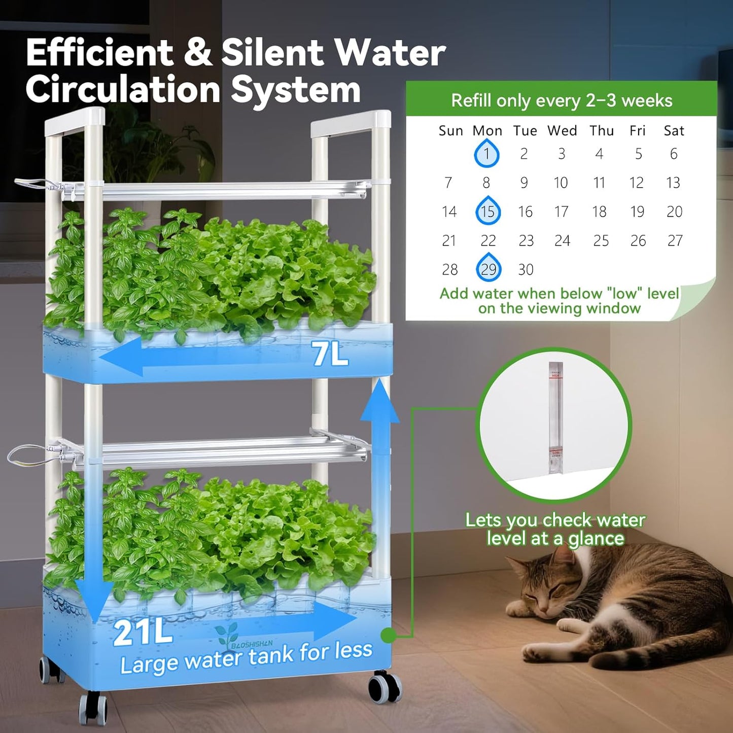 BAOSHISHAN Vertical Hydroponics Growing System Kit, 28 Pods Indoor Gardening System with LED Grow Light, Hydroponic Garden for Vegetable Herb Fruit, WiFi Smart Plug & Auto Circulating Water