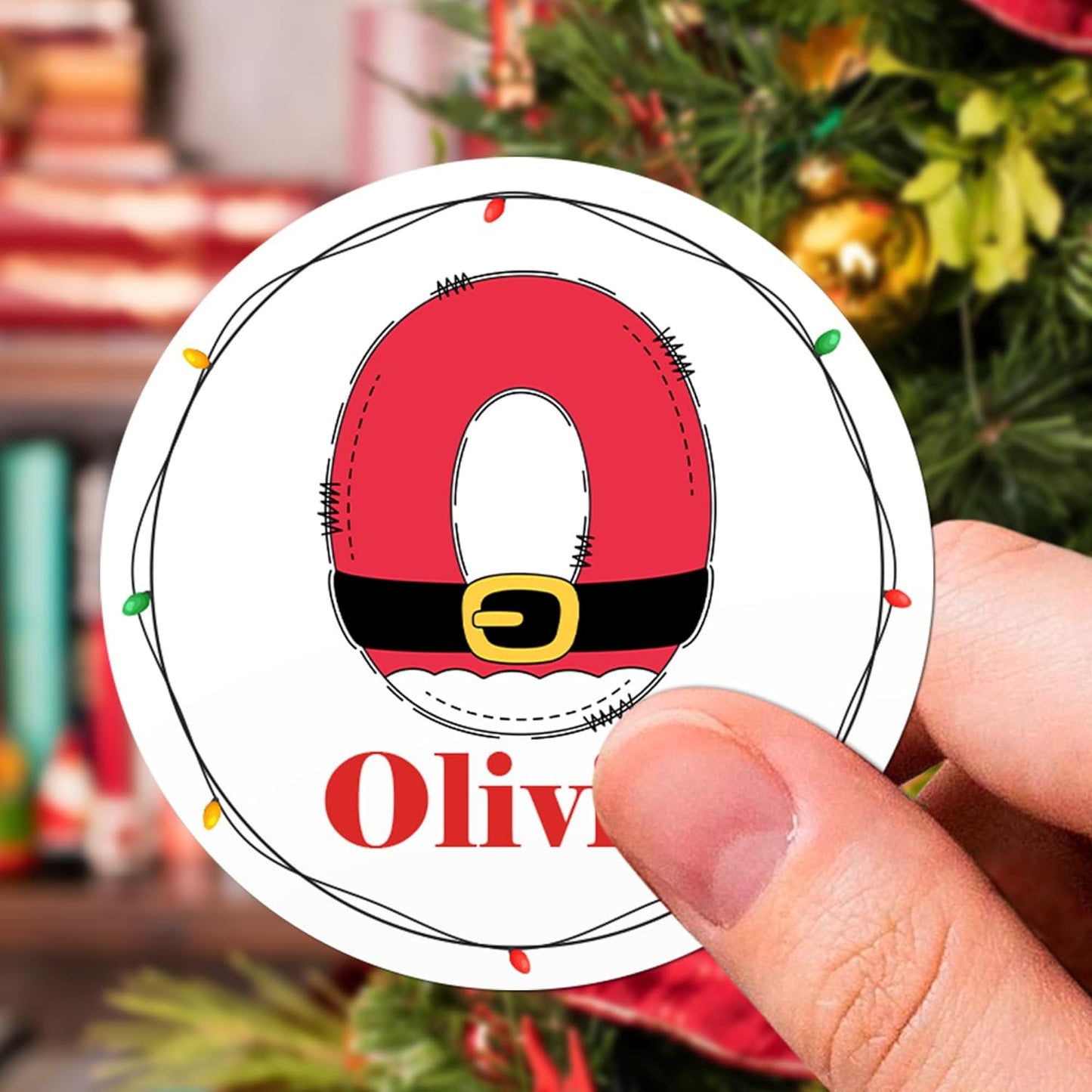 Personalized Christmas Stickers - Custom Name Waterproof Christmas Gift Tags for Gift Box Xmas Holiday Decorations Party Favors - 30 Stickers (Initial)