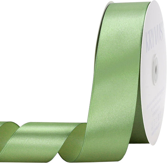 Sage Green Satin Ribbon 1-1/2 inch X Continuous 100 Yards, Single Face Polyester Ribbon Perfect for Gift Wrapping, Flower Bouquet, Wedding Decor, Crafts, Bow Making, Sewing and More