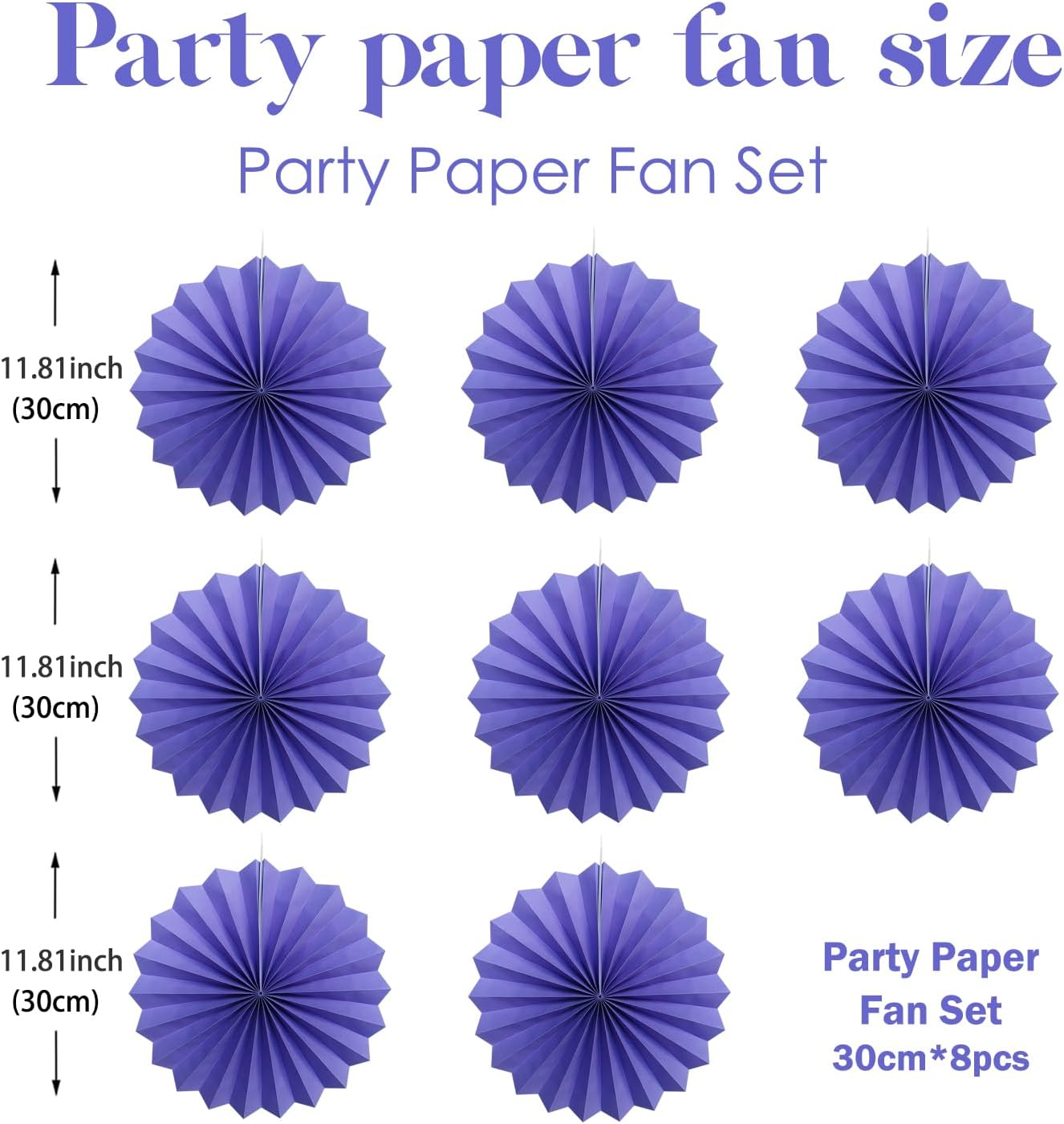 Purple Party Decorations,Purple Bridal Shower Decorations,Halloween Decor Events Accessories,Retirement Decorations Paper Fans Bulk 12in,Anniversary Decorations for Party 30 Color DIY Set(Purple)