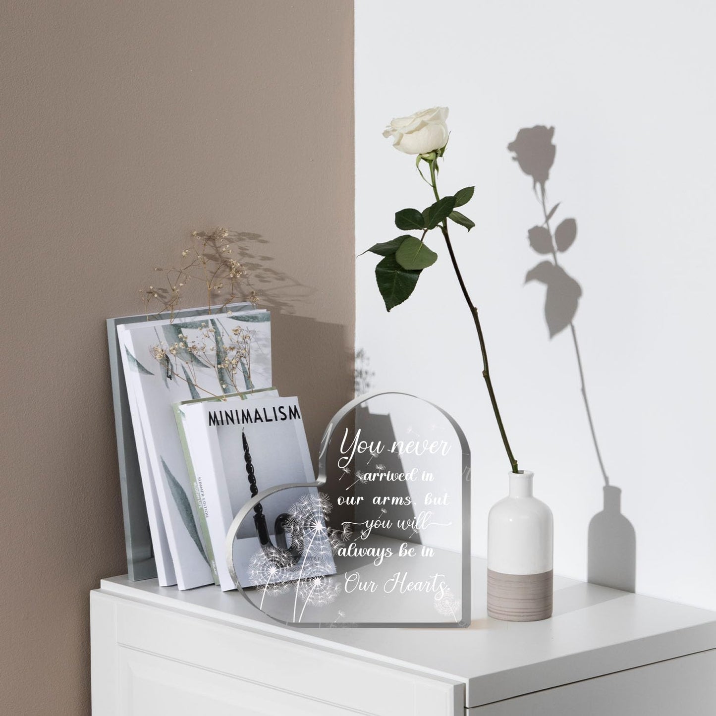 Loss of Baby Memorial Acrylic Heart Paperweight Keepsake Infant Loss Gifts for Mom Miscarriage Gifts for Parents Sympathy Gift for Loss of Baby 3.9 x 3.9 Inches Present