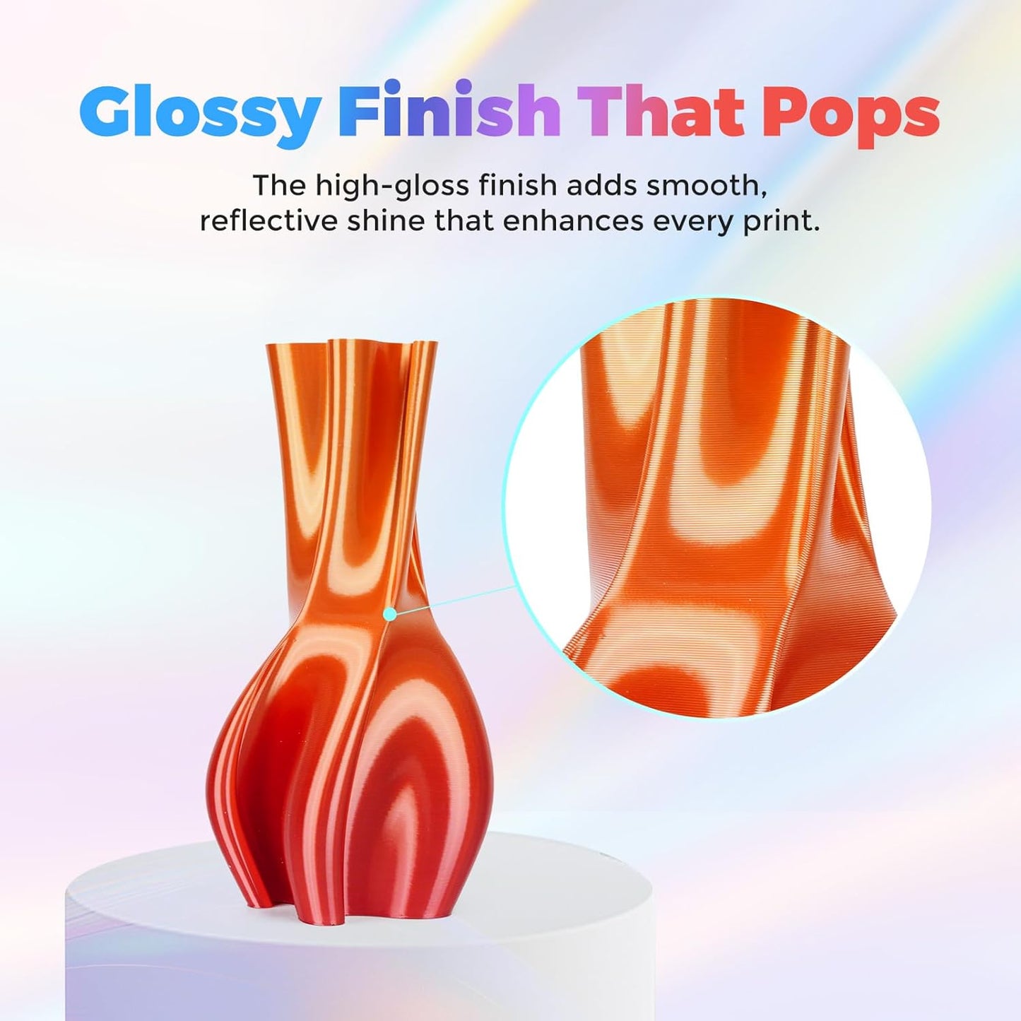 FLASHFORGE Silk PLA Filament 1.75mm Gold to Red Gradient, 3D Printer Filament 1kg (2.2lbs) Spool, Smooth and Silky Texture 3D Printing Filament, Dimensional Accuracy +/- 0.02mm