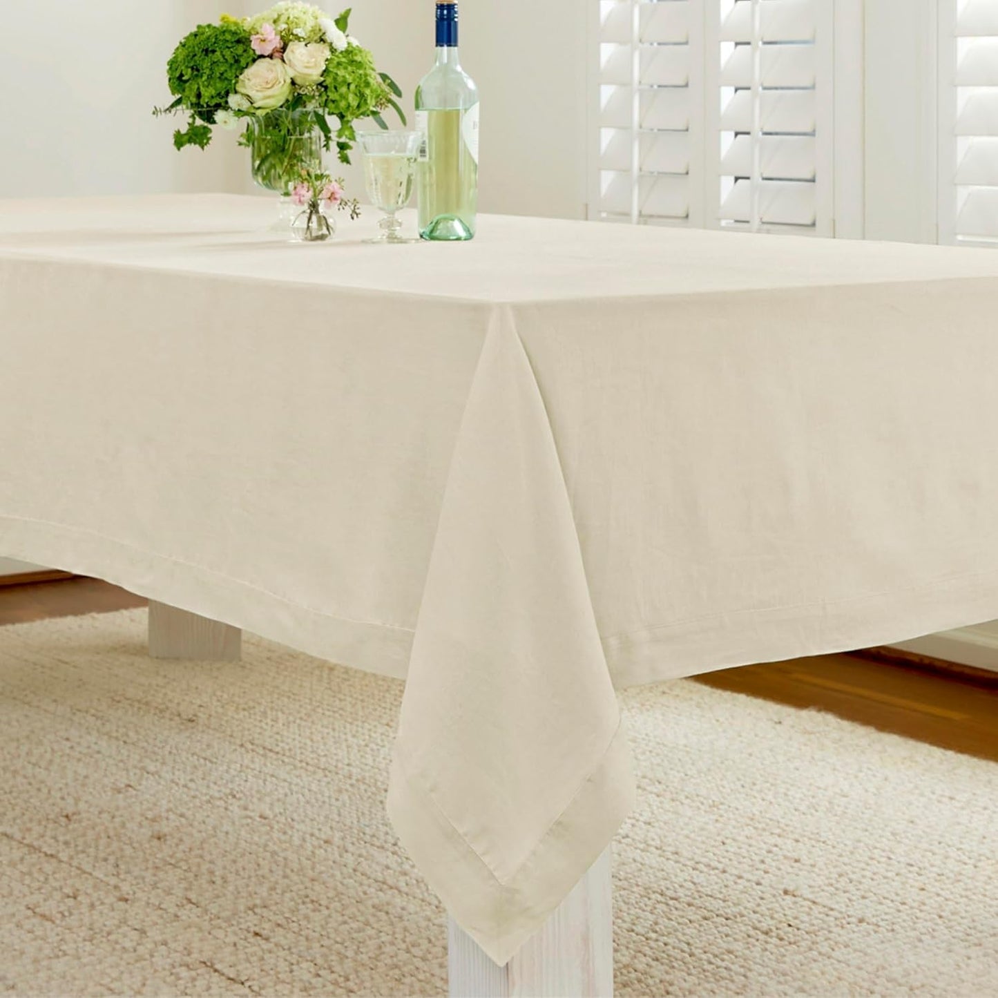 Solino Home Linen Tablecloth for Rectangle Tables 60 x 120 Inch - 100% Pure Linen Birch Table Cloth - Fete, Machine Washable Cloth Tablecloth for Fall, Autumn, Thanksgiving