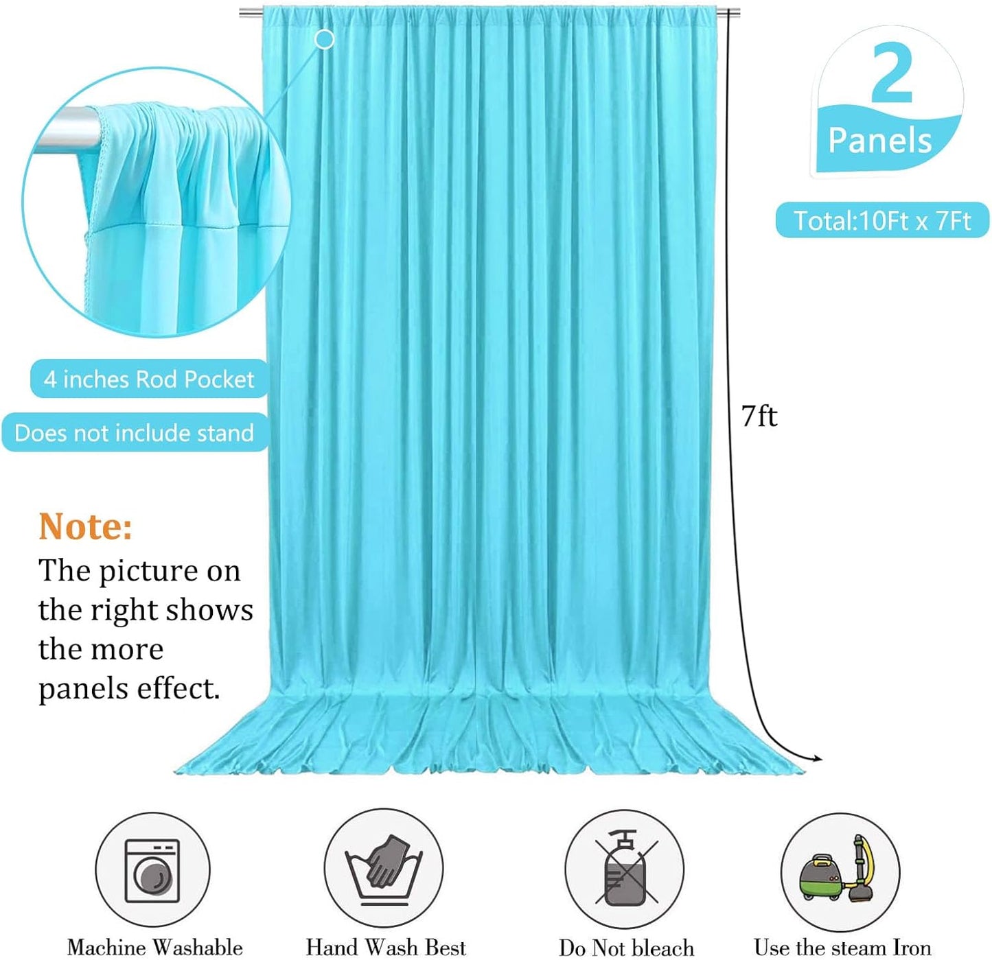 10 x 7 Feet Sky Blue Backdrop Curtain for Partie, Background Curtains for Photoshoot, Birthday, Wedding, Halloween, Thanksgiving, Christmas, New Year Party Decorations 5Ft x 7Ft, 2 Panels