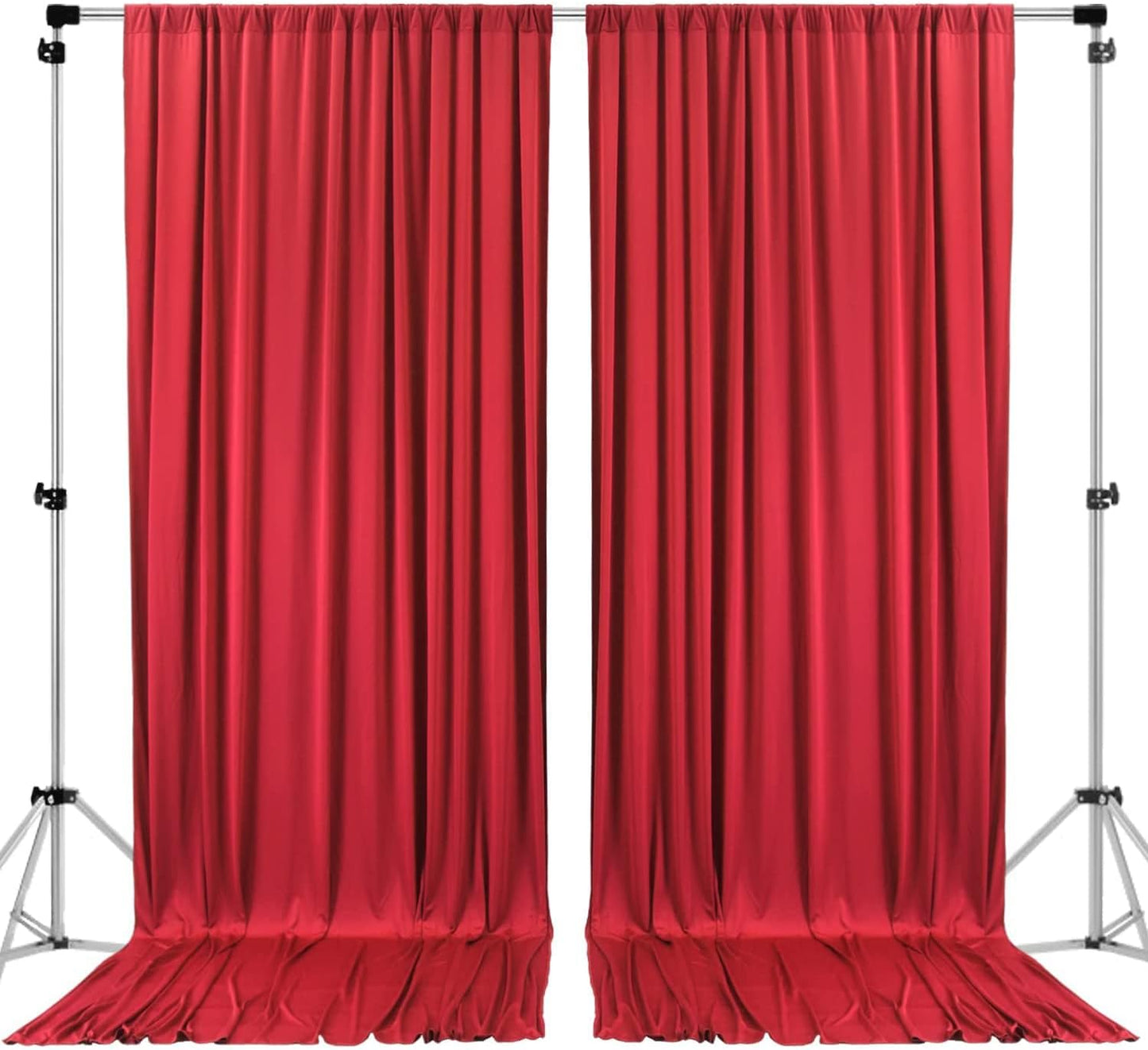 AK TRADING CO. 10 feet x 10 feet Polyester Backdrop Drapes Curtains Panels with Rod Pockets - Wedding Ceremony Party Home Window Decorations - RED (DRAPE-5x10-RED) (Pack of 24)