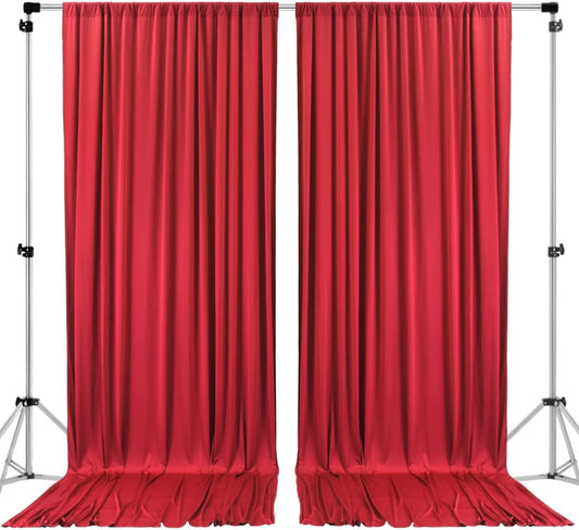 AK TRADING CO. 10 feet x 10 feet Polyester Backdrop Drapes Curtains Panels with Rod Pockets - Wedding Ceremony Party Home Window Decorations - RED (DRAPE-5x10-RED) (Pack of 24)