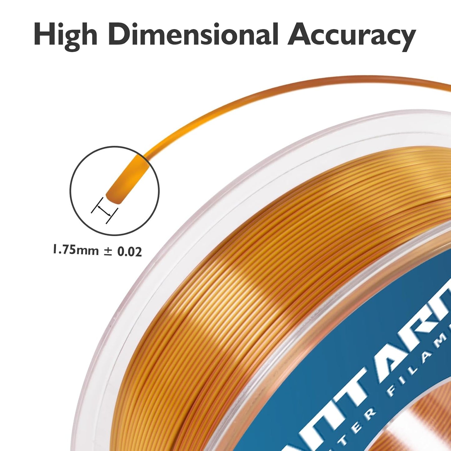 GIANTARM Dual Color PLA Filament, Silk PLA Filament 1.75mm +/-0.02mm,1KG Spool(2.2lbs) Vacuum Packaging, 3D Printing Filaments Fit Most FDM Printer