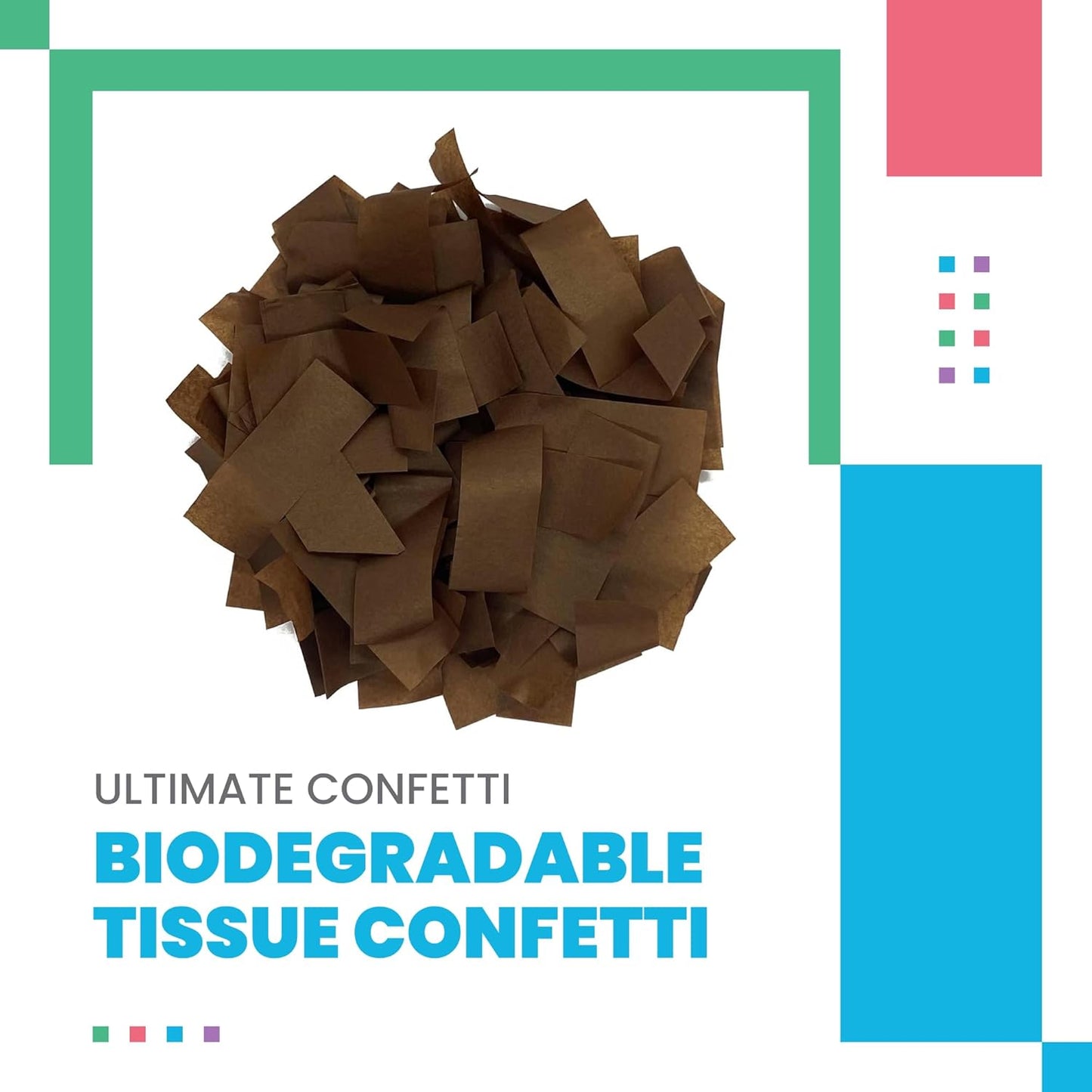 Brown Biodegradable Confetti - Rectangular Fluttering Tissue Paper Confetti for Cannon and Launcher use – Mother’s Day Confeti, Wedding, Parties and Live Events - 1 lb, 16 oz