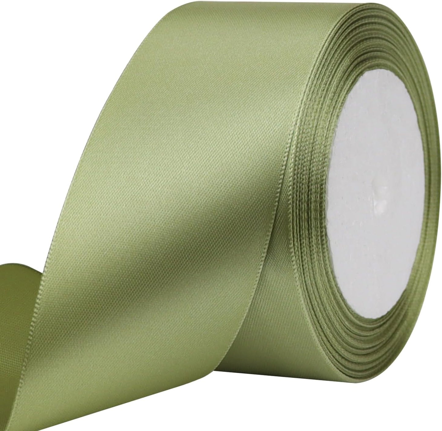 Olive Green Solid Satin Ribbon 2 Inch 25 Yards Solid Polyester Fabric Ribbon for Gift Wrapping Wedding Christmas Baby Shower Birthday Party Decoration Handmade Immortal Flower Craft