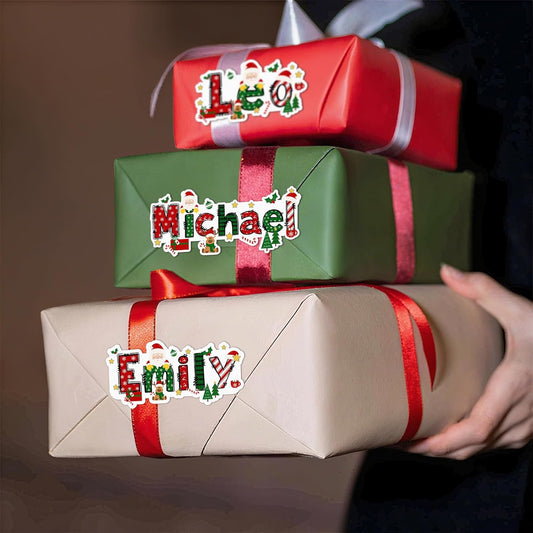 Personalized Christmas Stickers Custom Santa Claus Name Stickers Label for Gifts Box Package Envelope Seals Cards Christmas Gifts Tag for Family Kids A Sheet