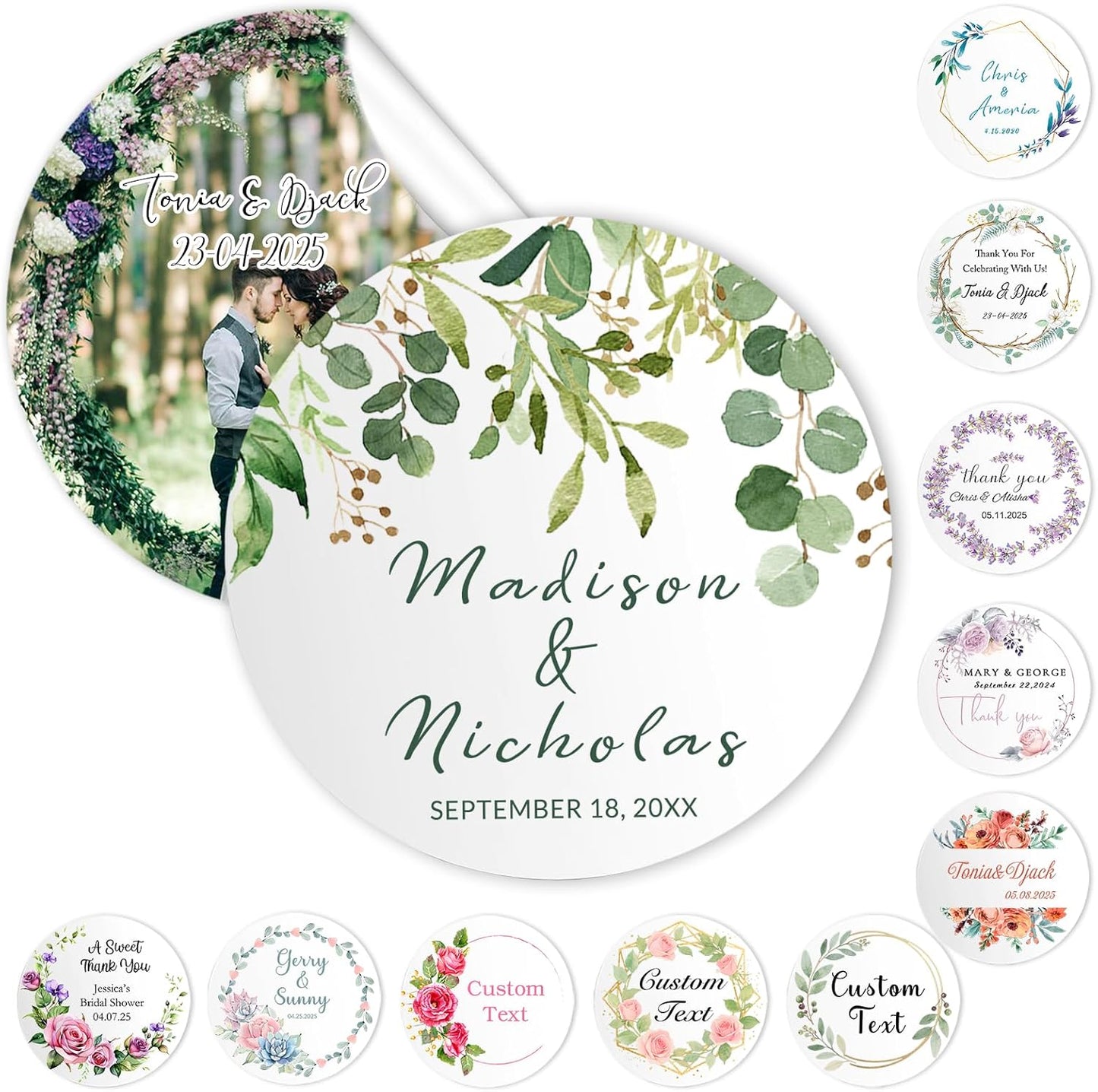 Custom Stickers Wedding Favors Personalized Labels for Business Logo 50-1000PCS Customized Vinyl Label Stickers Waterproof for Wedding Birthday Party