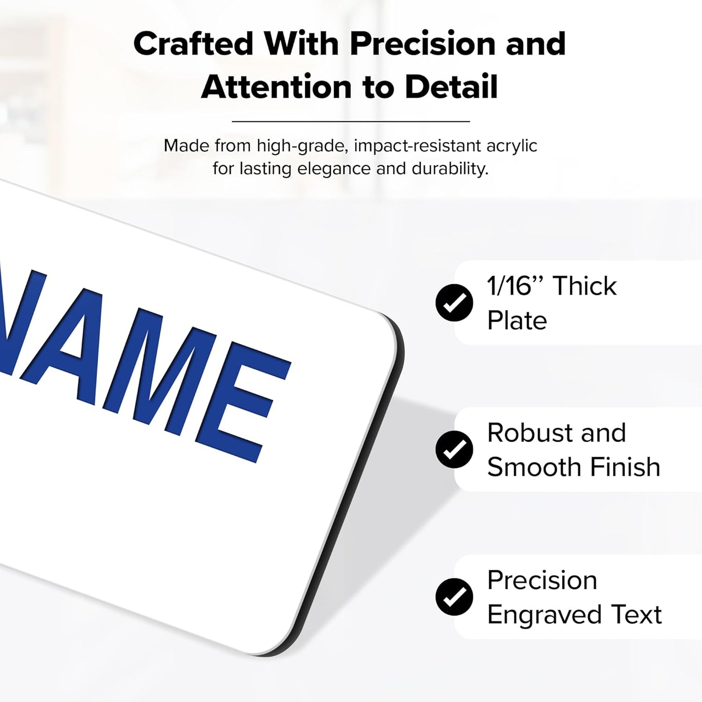 Name Tag, Magnetic White and Blue Name Tags, Personalized Name Tags, 1.5x3 Inches, Durable Engravable Impact Material, Made in The USA by My Sign Center