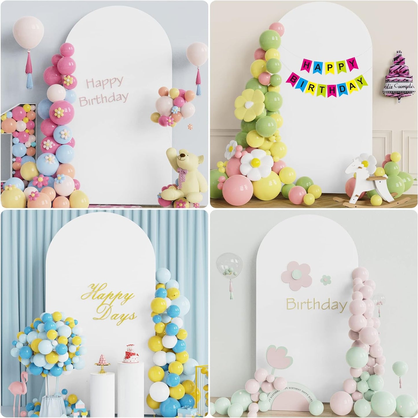 Wokceer 7.2 FT Wedding Arch Backdrop Stand and White Arch Cover, Metal Arch Stand with Arch Stand Cover for Birthday Party Wedding Ceremony Bridal Baby Shower Event Decor