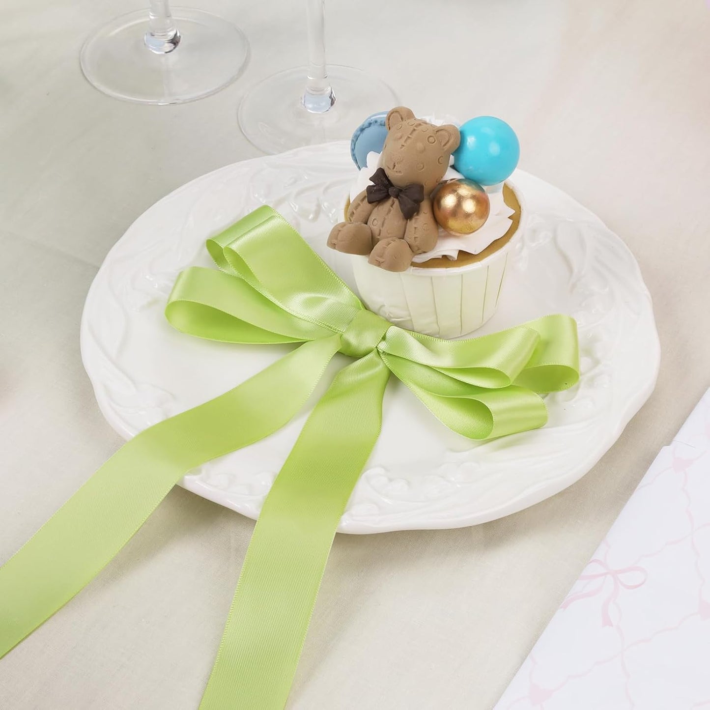 LaRibbons 1 Inch 25 Yard Double Faced Satin Ribbon, Lime Green Satin Craft Fabric Ribbon for Gift Wrapping Floral Bouquets Wedding Party Decoration