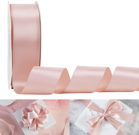 HUIHUANG 1.5 inch Wide Satin Ribbon 50 Yards Rose Gold Double Face Polyester Silk Satin Ribbon for Gift Wrapping Hair Bows Making Floral Bouquet Wedding Invitation Decor Party Favor and Craft Supplies