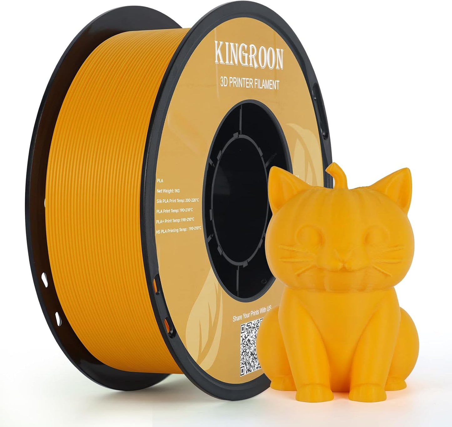 Kingroon Orange PLA Filament 1.75mm 3D Printer Filament Orange Pla Filament 1kg Filament Dimensional Accuracy +/- 0.02mm, Fit Most FDM Printer
