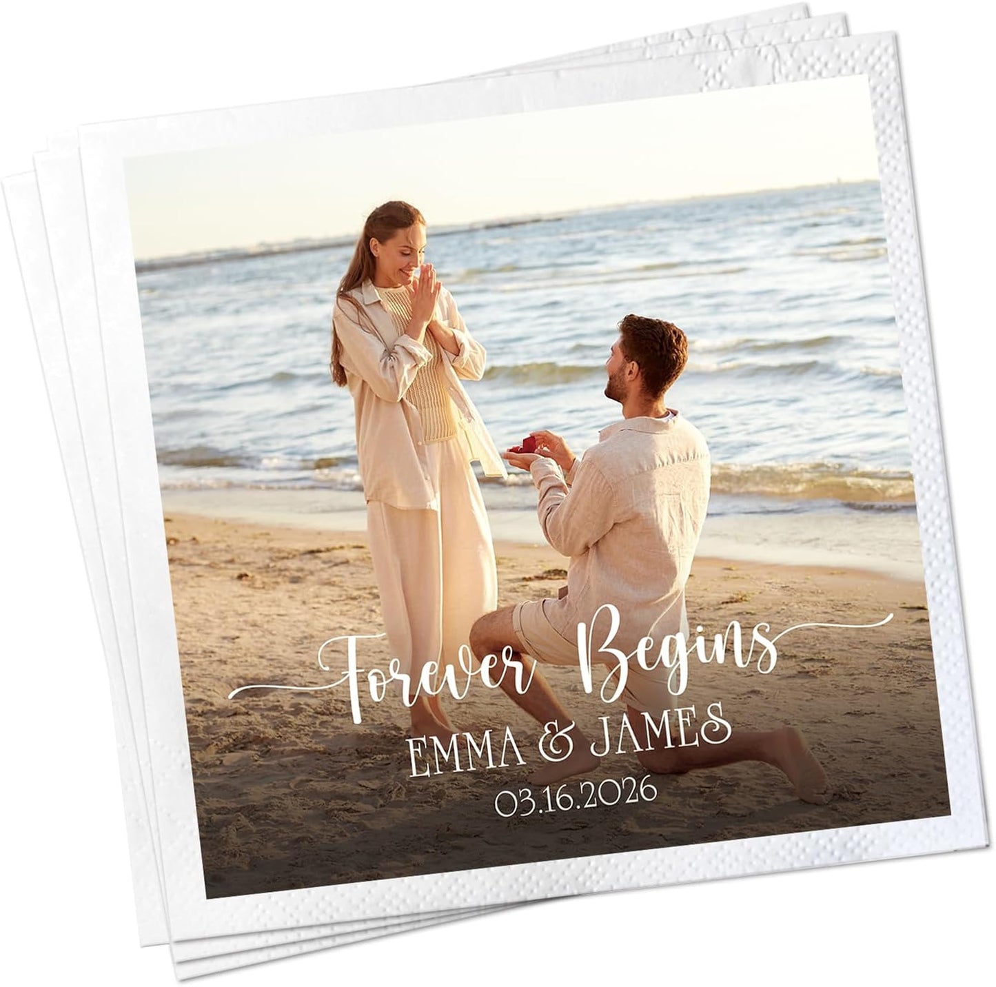 Personalized Custom Napkins: 50 Personalized Printed Napkins, 3 Ply, Custom Cocktail Napkins - Imprinted with Your Logo, Photo or Any Design You Want (white)