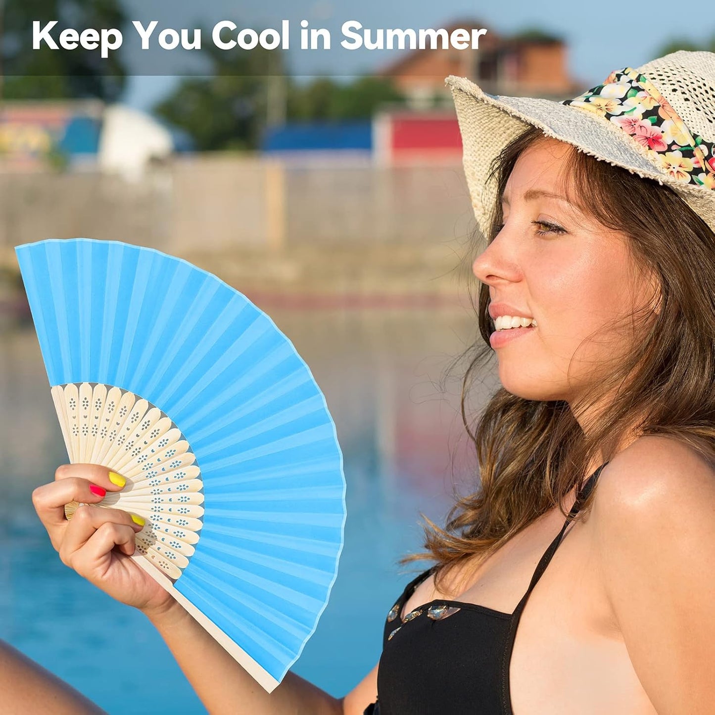 MCEAST 30-Piece Silk Folding Fans with Bamboo Frames - Multicolor, Perfect for Weddings, Parties, Home Decor