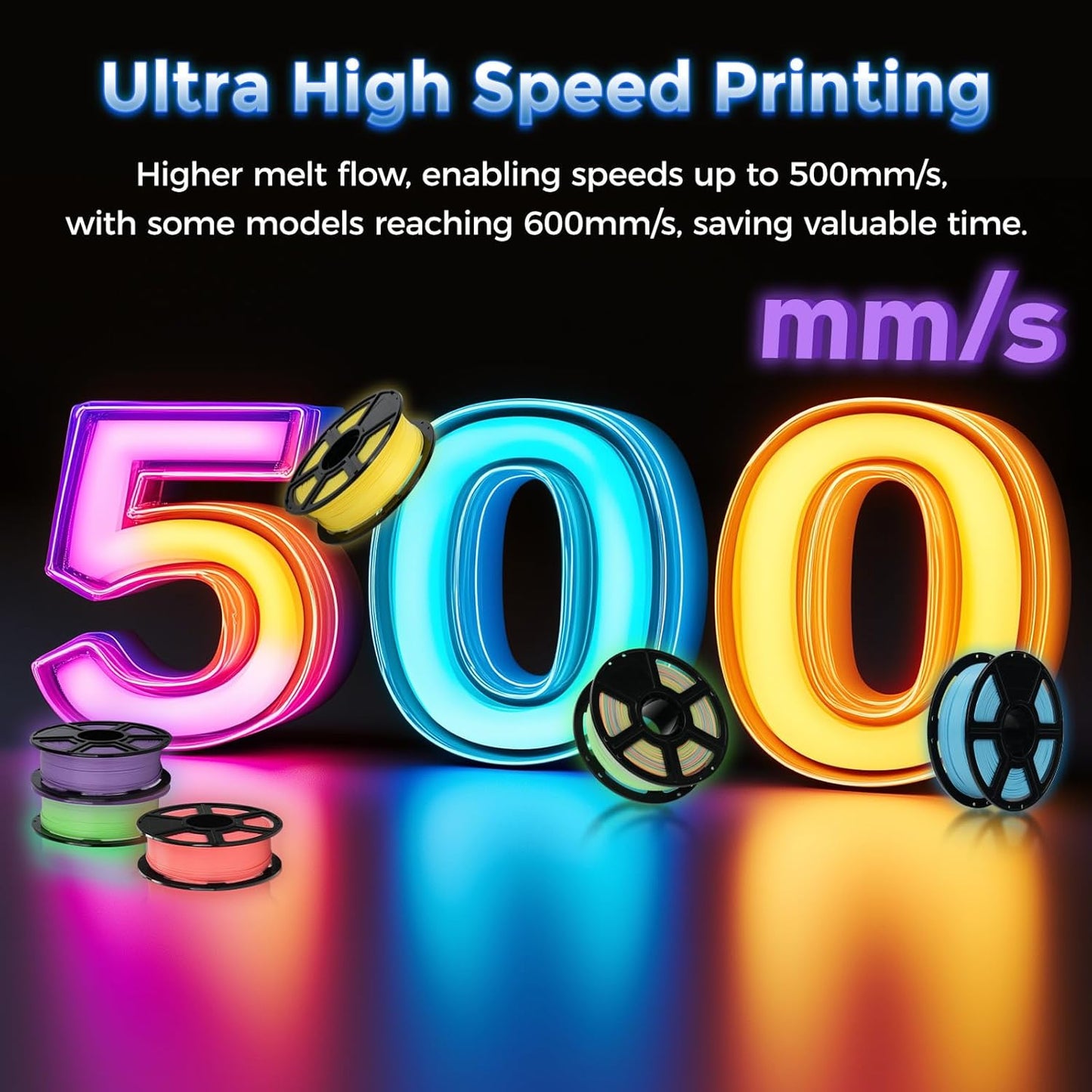 FLASHFORGE Rapid PLA Filament 1.75mm Luminous Red, 500mm/s High Speed Printing, Glow in The Dark 3D Printer Filament 1kg Spool, Dimensional Accuracy +/- 0.02mm, Brilliant, Long-Lasting Glow