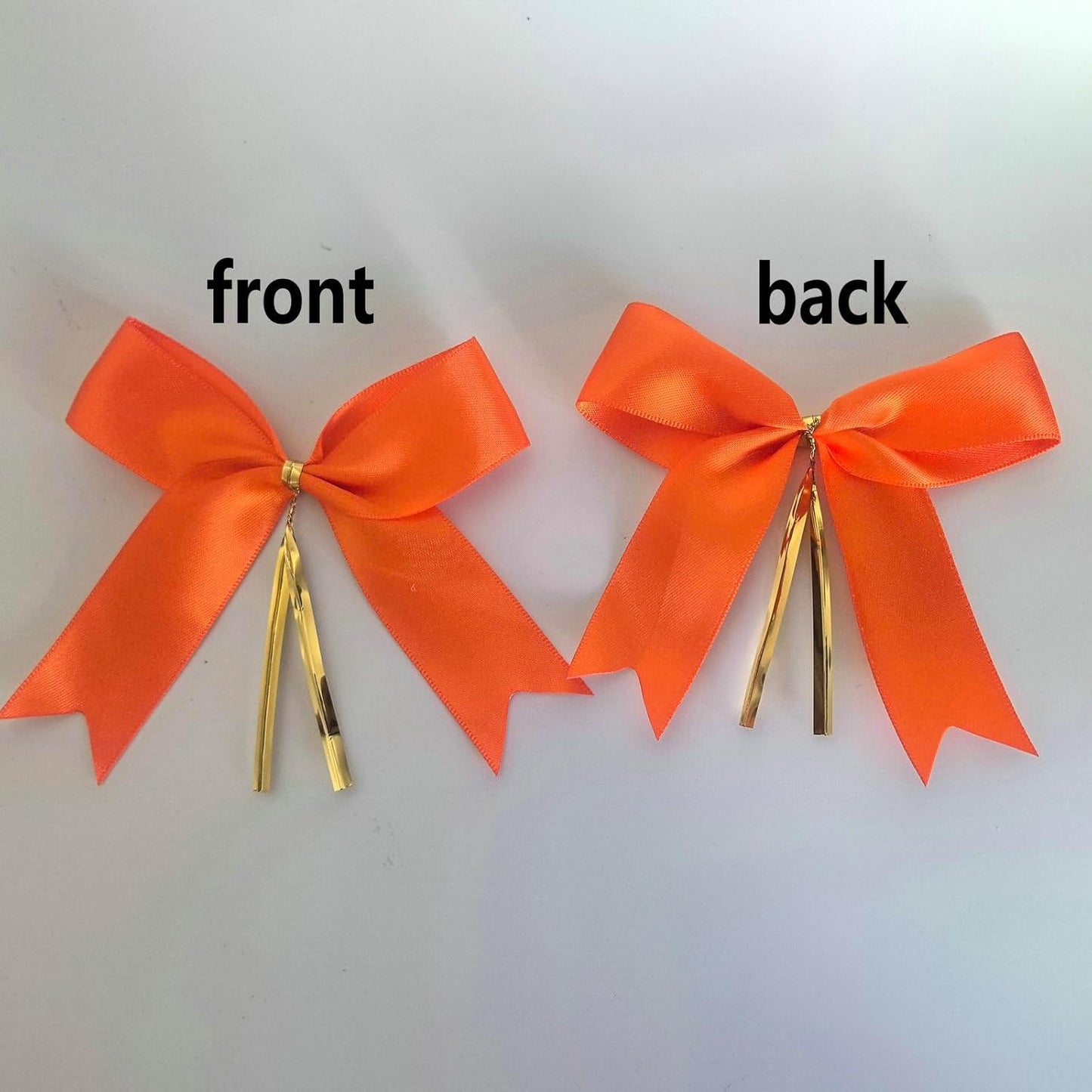 50pcs 3-1/2" Orange Twist Ties Satin Bows in Pumpkin Color Twist Tie Bows for Thanks Giving Halloween Wrapping Fish Tail Cutting(Orange)