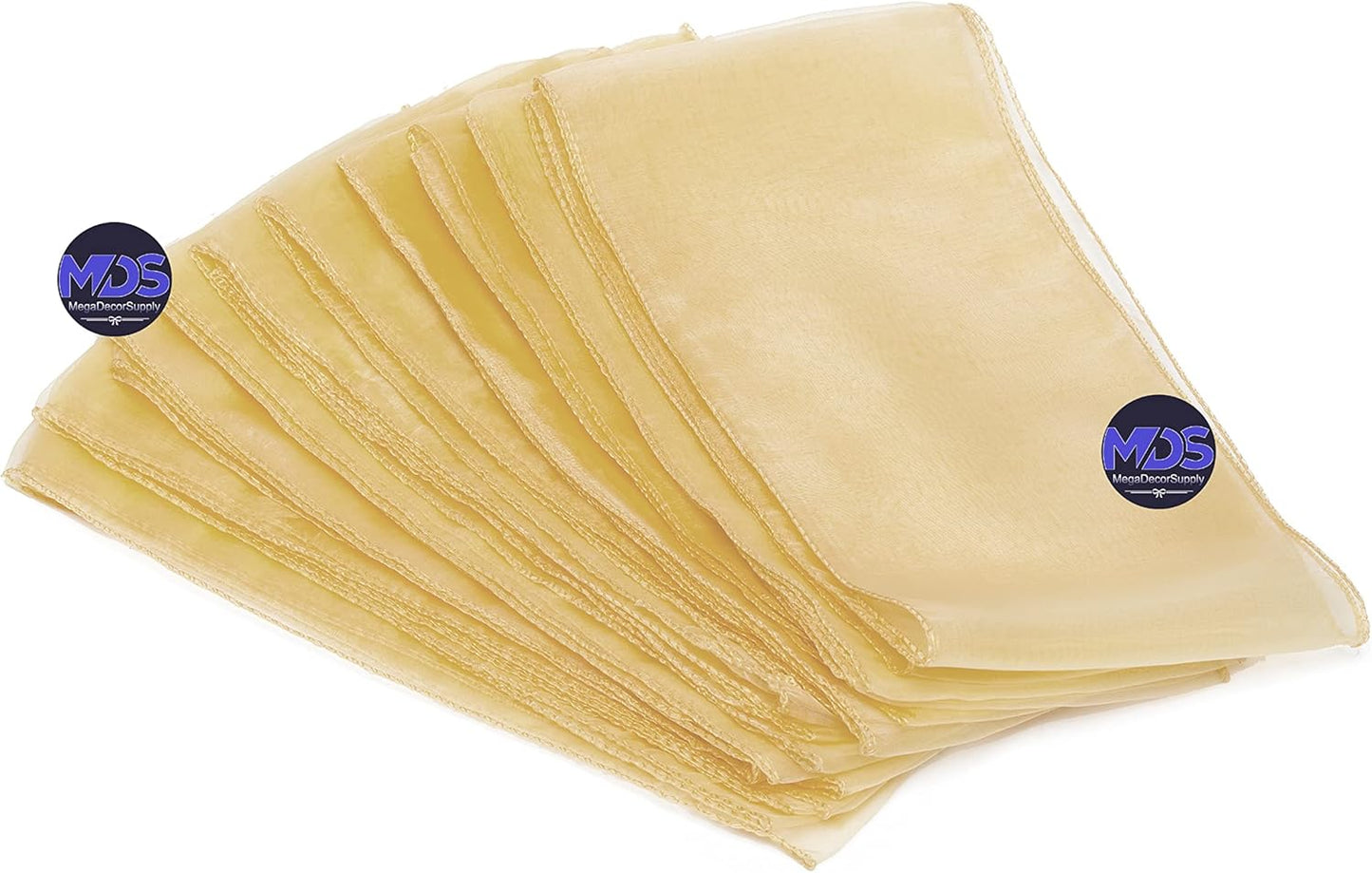 MDS Pack of 125 PCS Organza Chair Sashes Wider Dining Chair Bows Ribbon Tie Back for Wedding Party Birthday Bridal Shower Reception Event Banquet Home Chair Cover Decoration - Beige