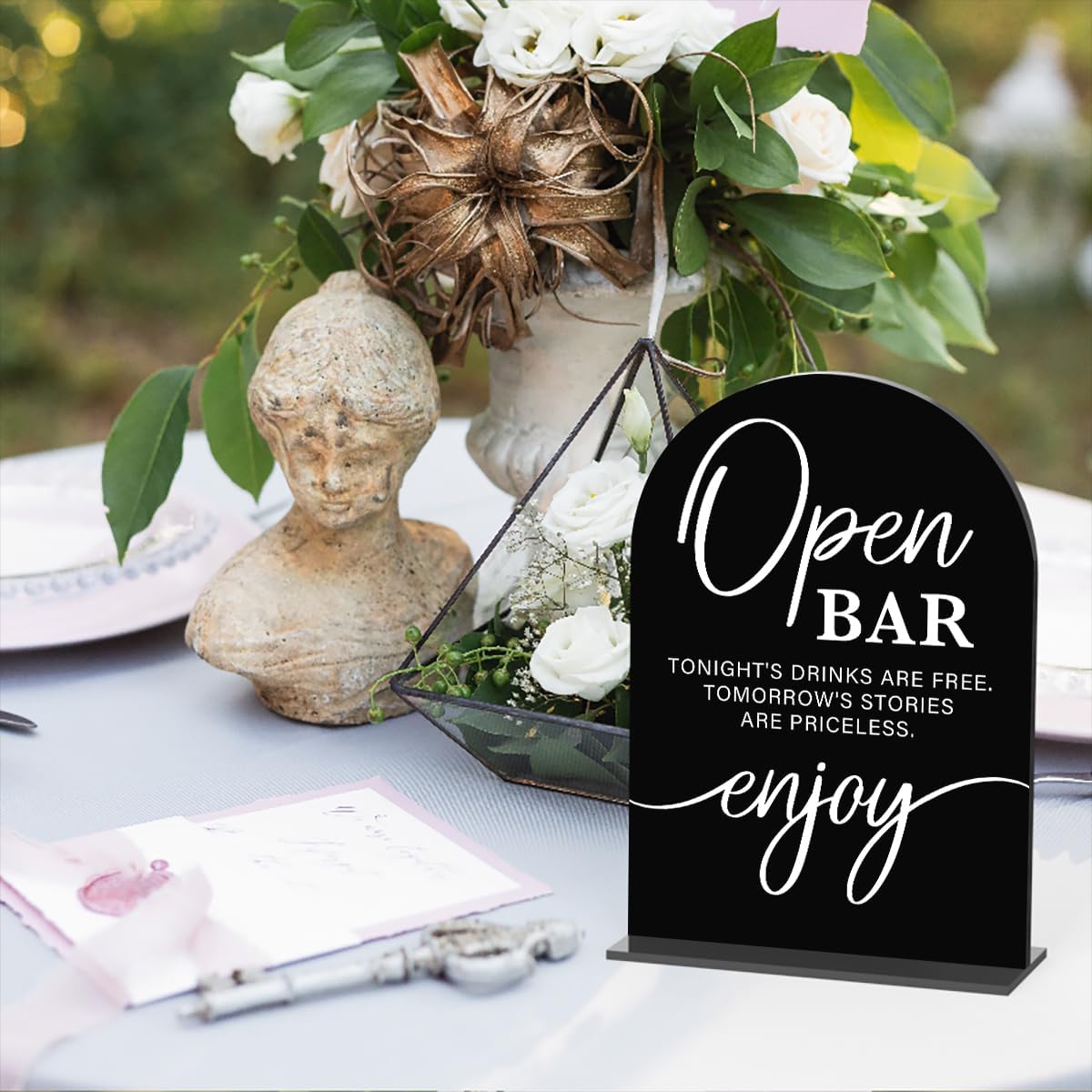 Acrylic Wedding Sign Wedding Signs for Ceremony Open Bar Sign for Wedding Modern Calligraphy Arch Acrylic Table Top Sign for Wedding Reception and Event Party Table(black）