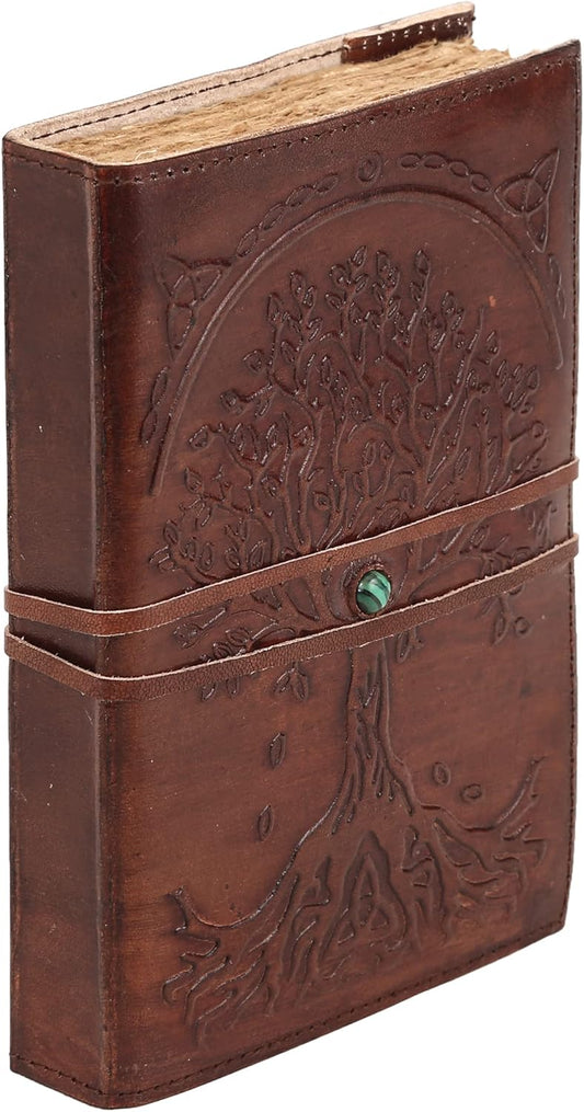 Leather Journal Lined Paper Tree of Life Handmade writing Notebook Diary Leather Bound Daily Notepad for women and men Writing pad for Artist Sketch (6 x 8, deckle edge tan)