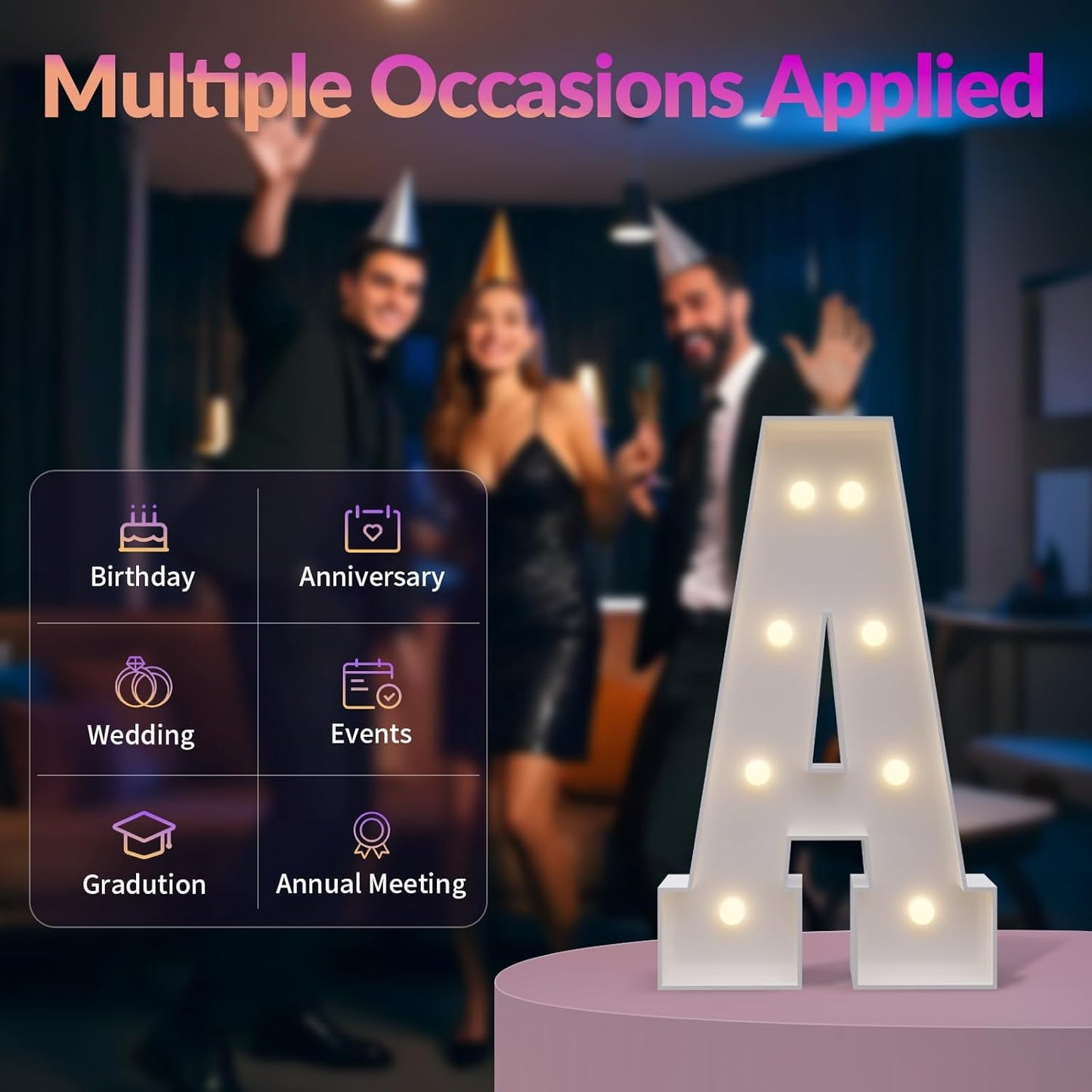 JoyMuse Marquee Letters 3 Feet Tall, Light Up Letters 3FT with Lights, Large Letters for Party, Letter D Light Up Letters for Baby Shower Wedding Proposal Graduation Birthday Decorations