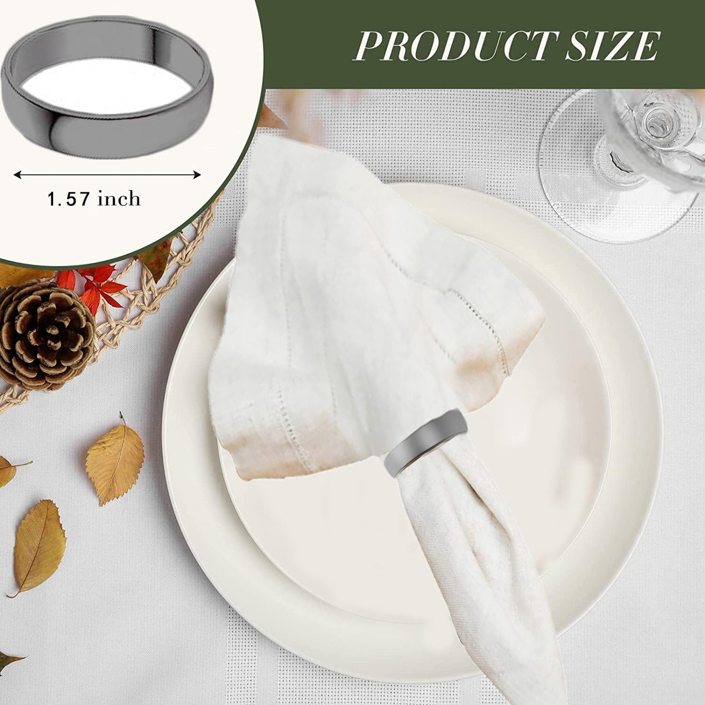 Grey Napkin Rings-10 Pcs Stainless Steel Napkin Rings,Metal Napkin Ring for Table Settings Wedding Christmas Party Dinner Table