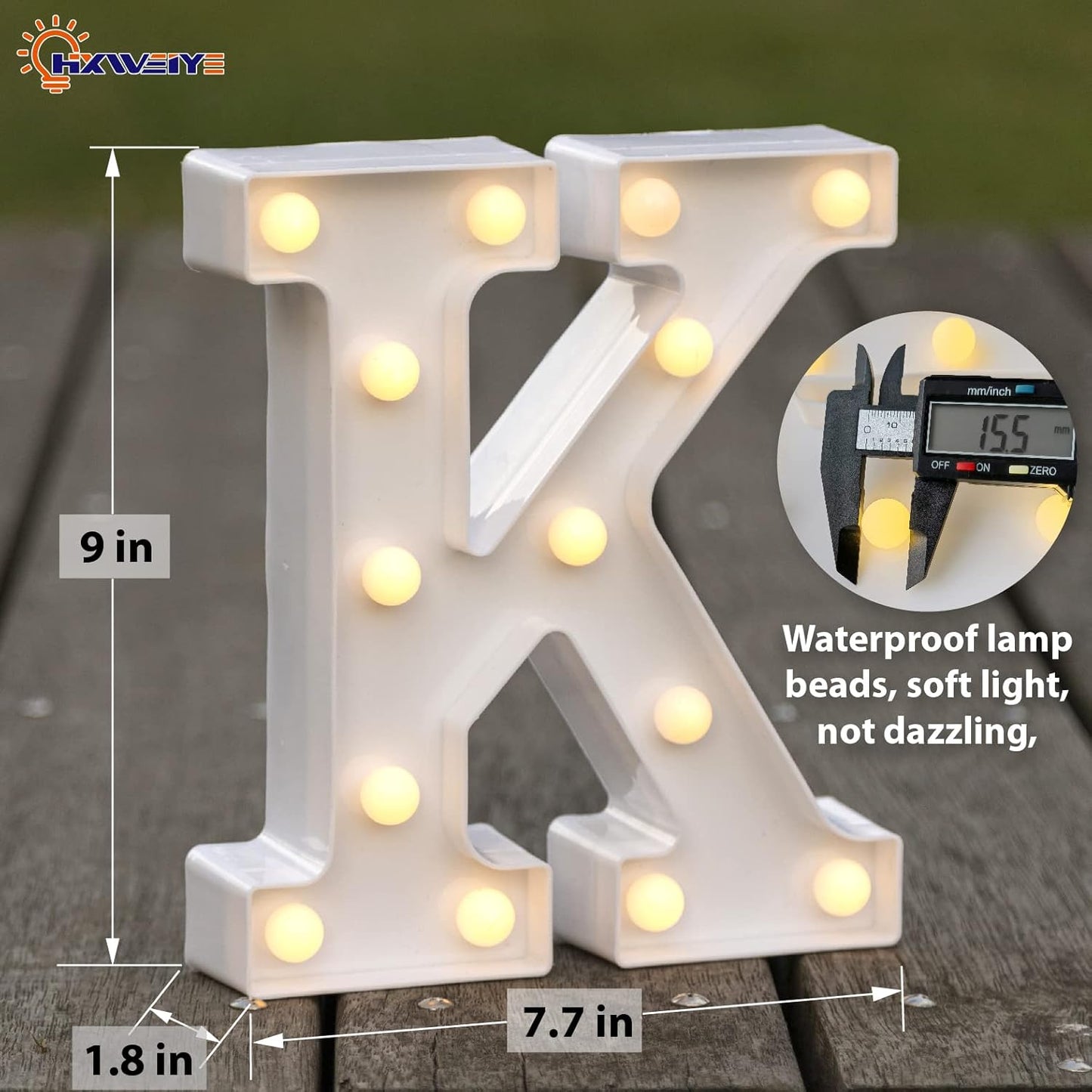 HXWEIYE LED Marquee Lights Sign - 36 Big Lights Letters (Alphabet & Numbers) for Party, Birthday, Bar, Christmas. Warm White, Battery Powered