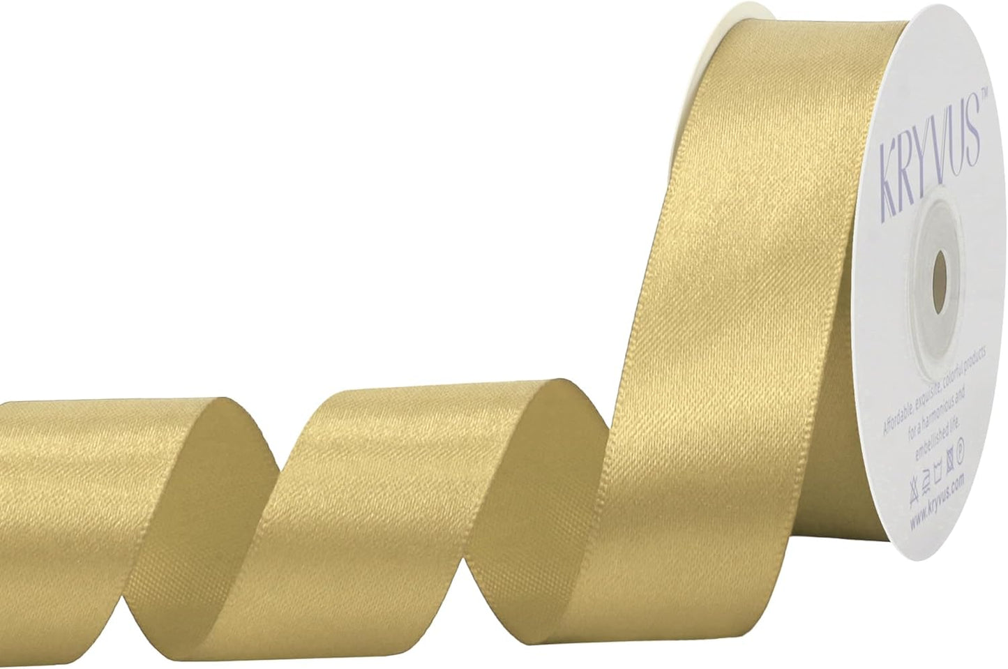 Light Gold Satin Ribbon 1 inch X Continuous 25 Yards, Single Face Polyester Ribbon Perfect for Gift Wrapping, Flower Bouquet, Wedding Decor, Crafts, Bow Making, Sewing and More