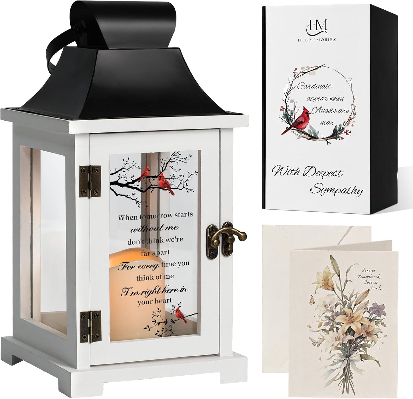 Memorial Lantern, Bereavement Sympathy Gifts for Loss of Loved One Mother Father, Bereavement Gifts Thoughtful Funeral Gifts in Memory of Loved One with LED Candle